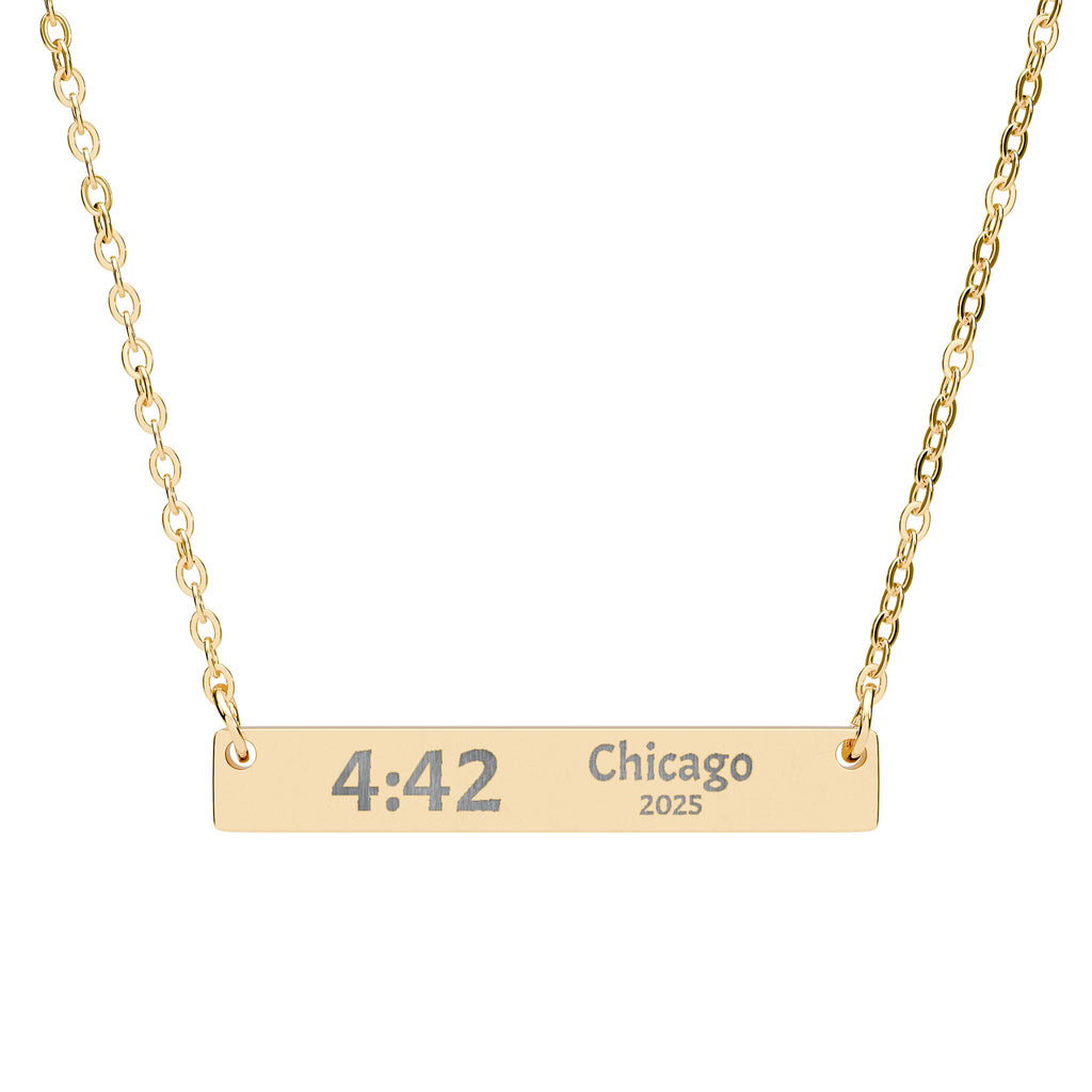 Custom Marathon Finisher Time - Engraved Bar Necklace