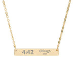 Custom Marathon Finisher Time - Engraved Bar Necklace