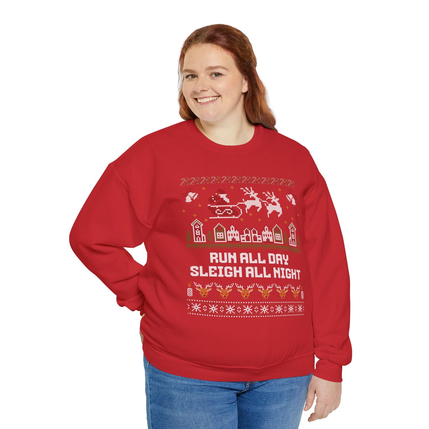 Run All Day Sleigh All Night - Unisex Crewneck Sweatshirt