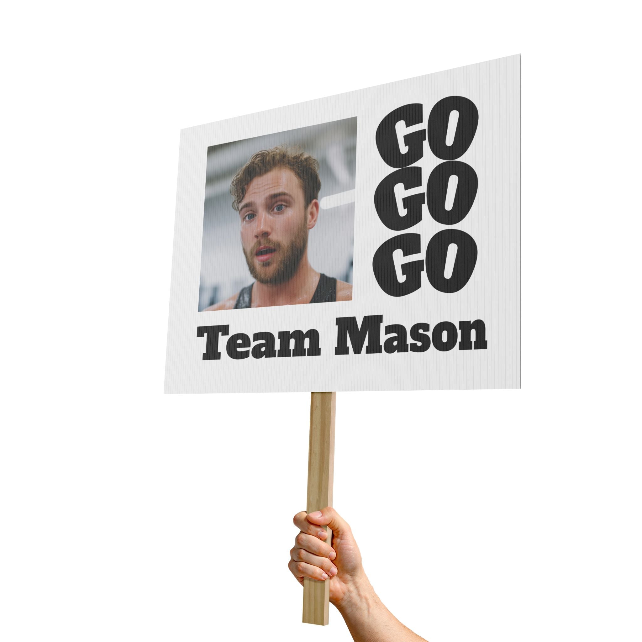 Custom Race Sign (White) - Personalized 'Go Go Go' Team with Photo