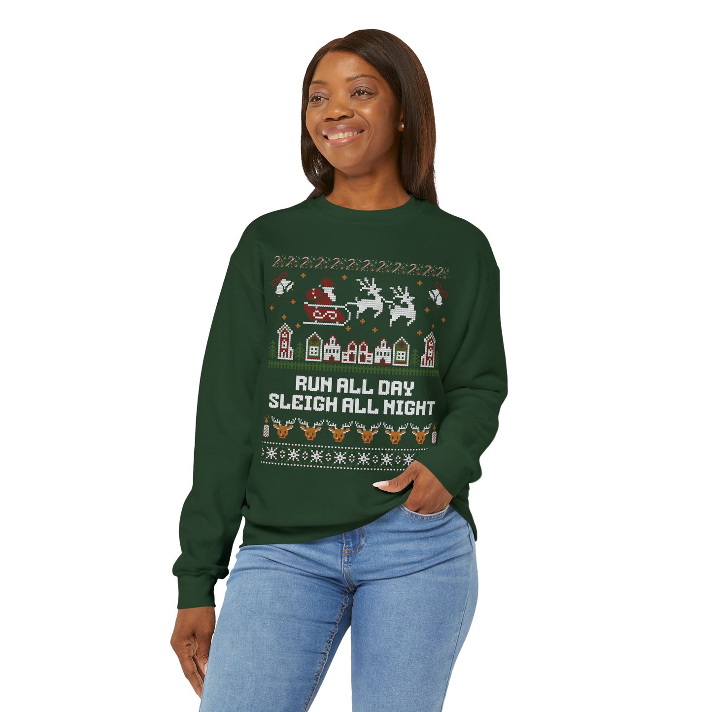 Run All Day Sleigh All Night - Unisex Crewneck Sweatshirt