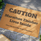 Caution - Marathon Finisher Lives Inside - Doormat