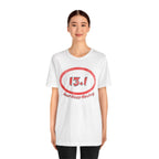 13.1 Marathon Distance Oval (Red w/Just Keep Moving) - Run T-Shirt - Forward Gear Athletics