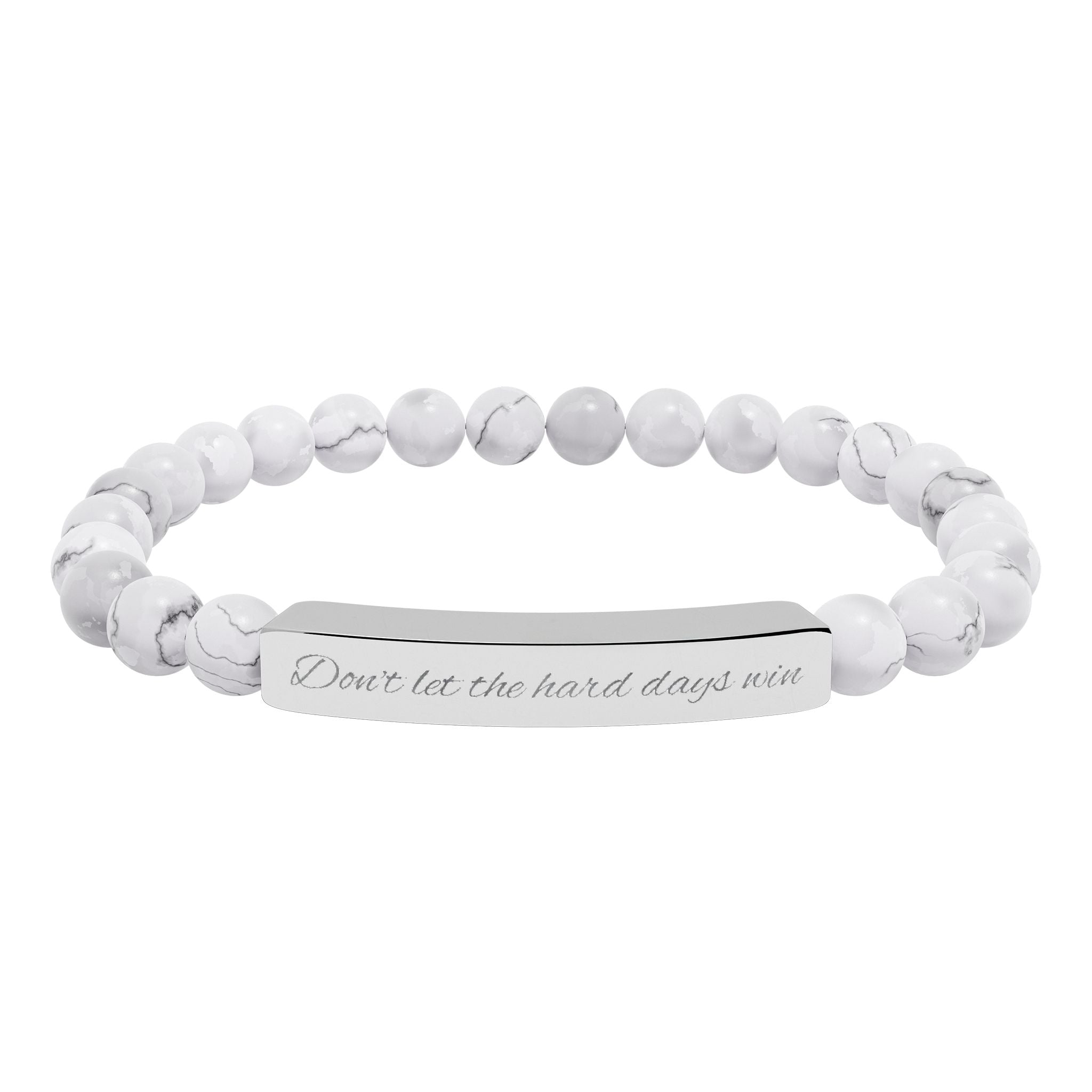 Don't Let the Hard Days Win - Engraved Natural Stone Bead Bracelet