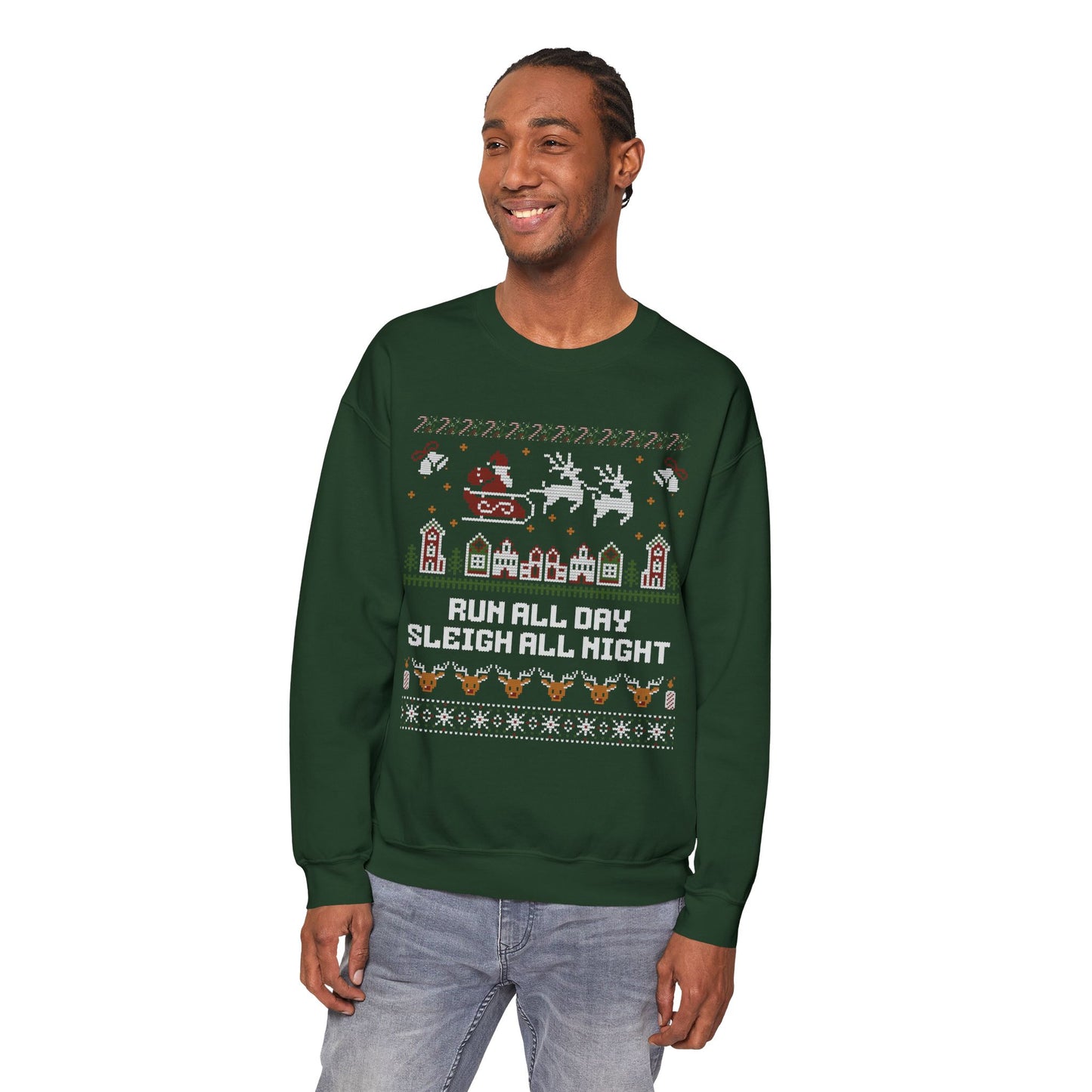 Run All Day Sleigh All Night - Unisex Crewneck Sweatshirt