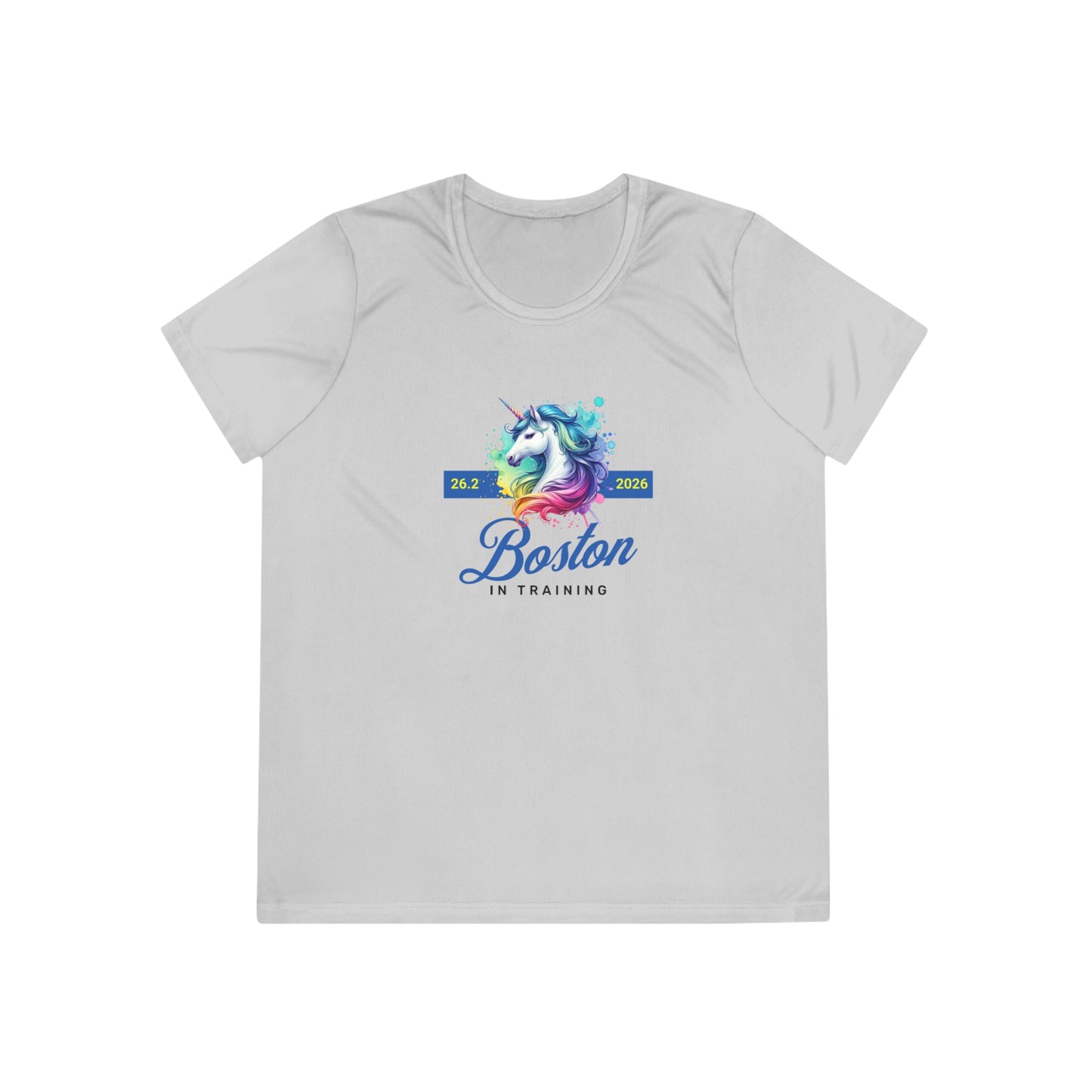 Rainbow Unicorn Boston 2026 - In Training - Women's Moisture Wicking Tee