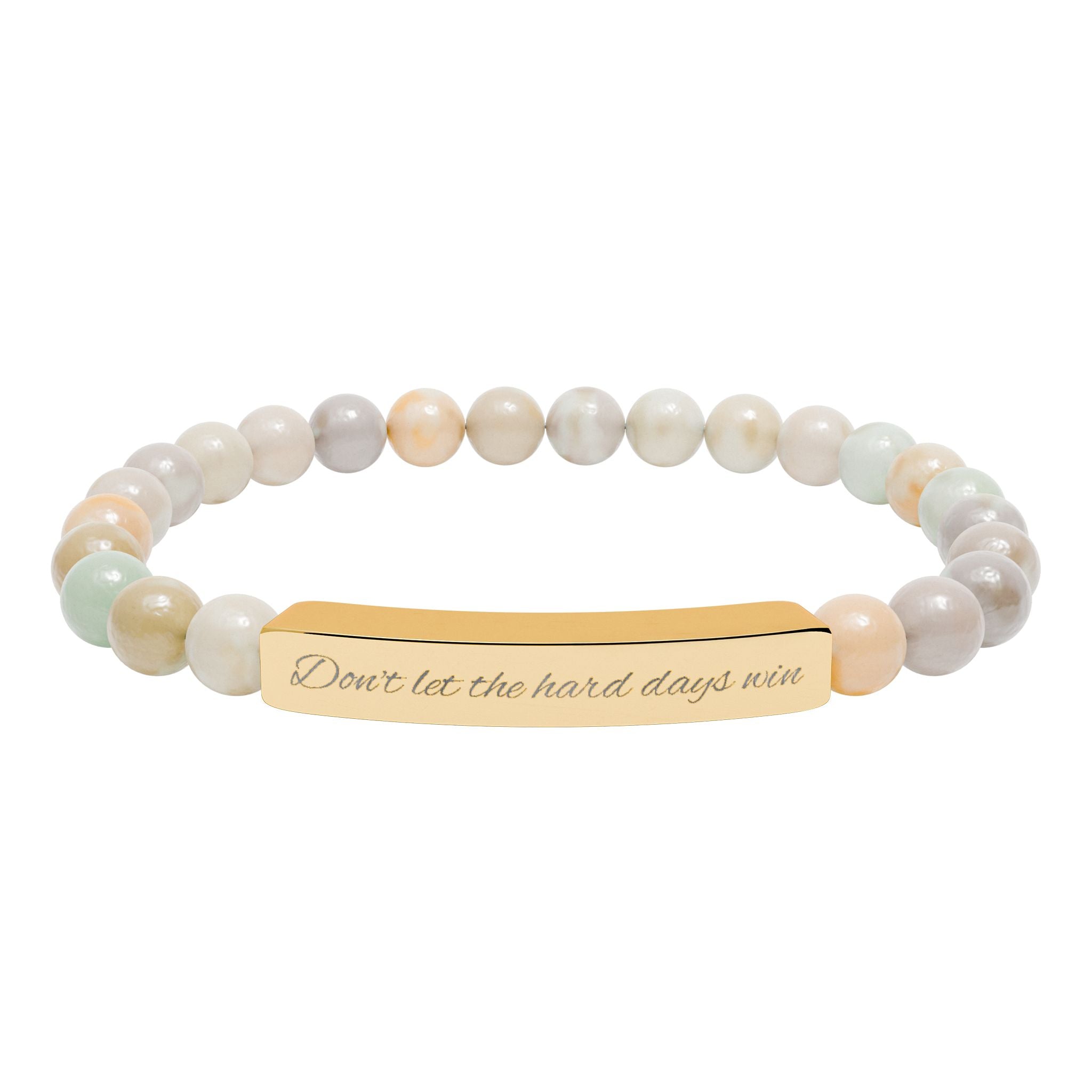 Don't Let the Hard Days Win - Engraved Natural Stone Bead Bracelet