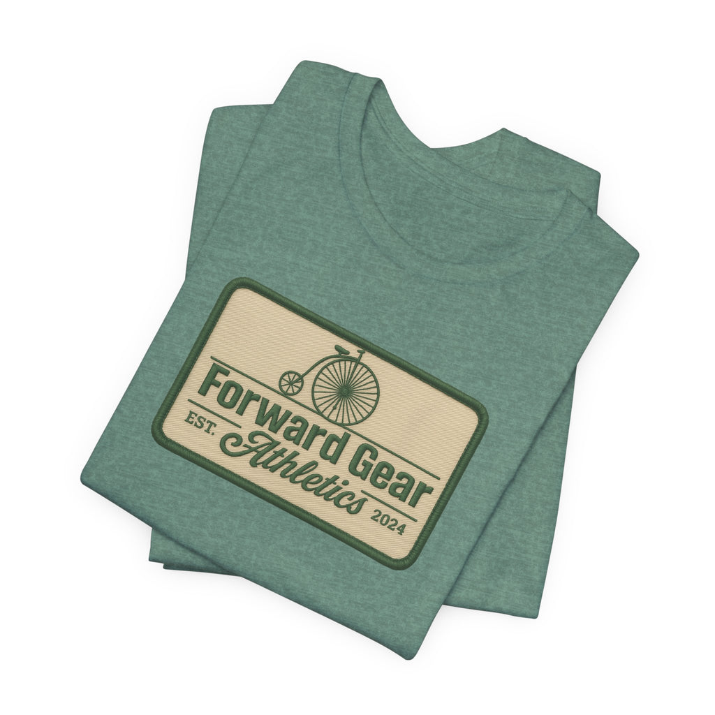 Vintage Bicycle Athletic Tee - Patchwork Design - Forward Gear Athletics