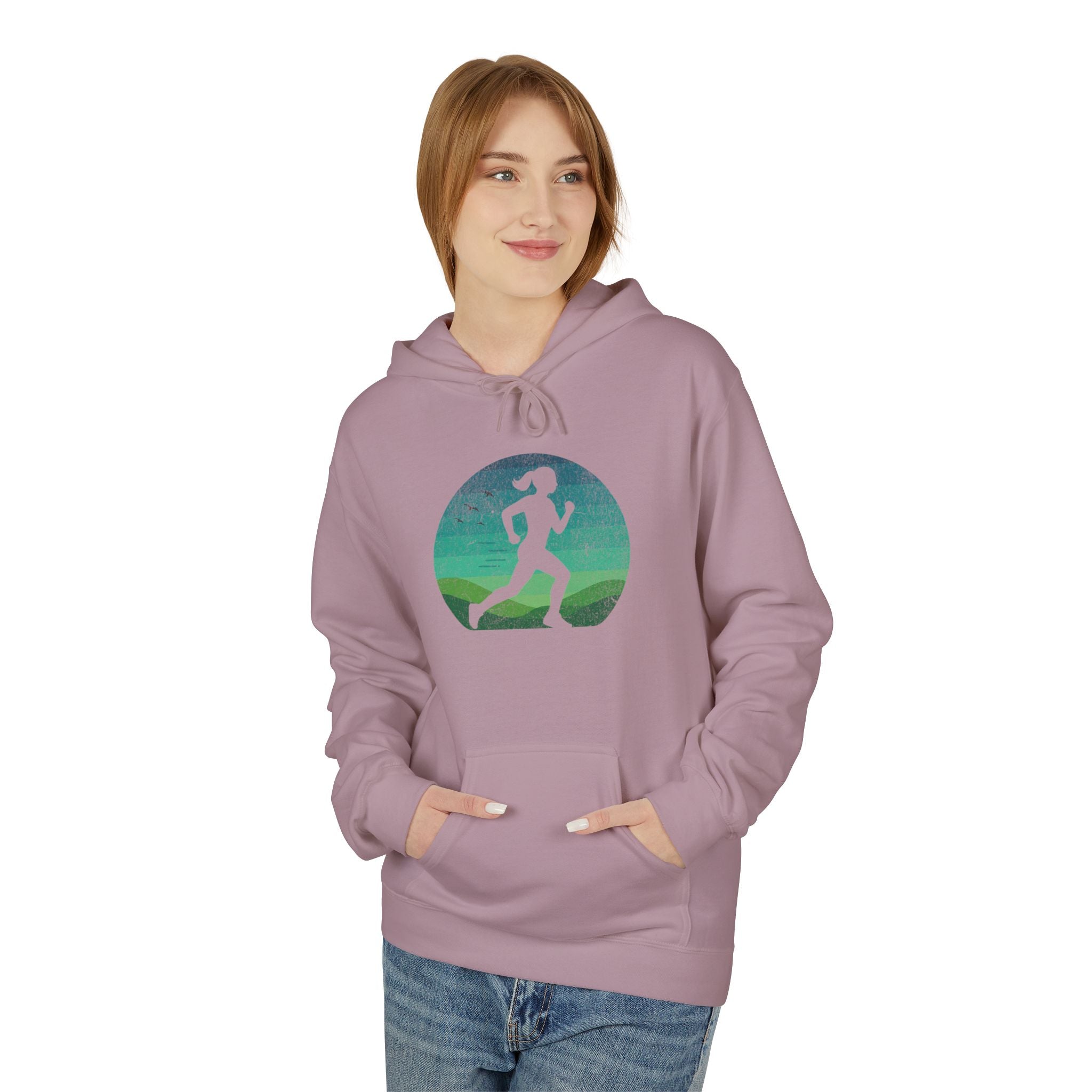 Woman Running Silhouette - Unisex Fleece Hoodie