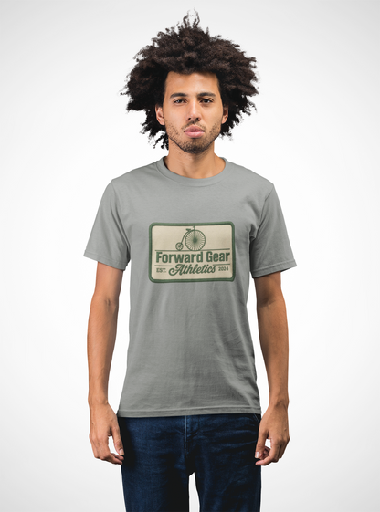 Vintage Bicycle Athletic Tee - Patchwork Design - Forward Gear Athletics