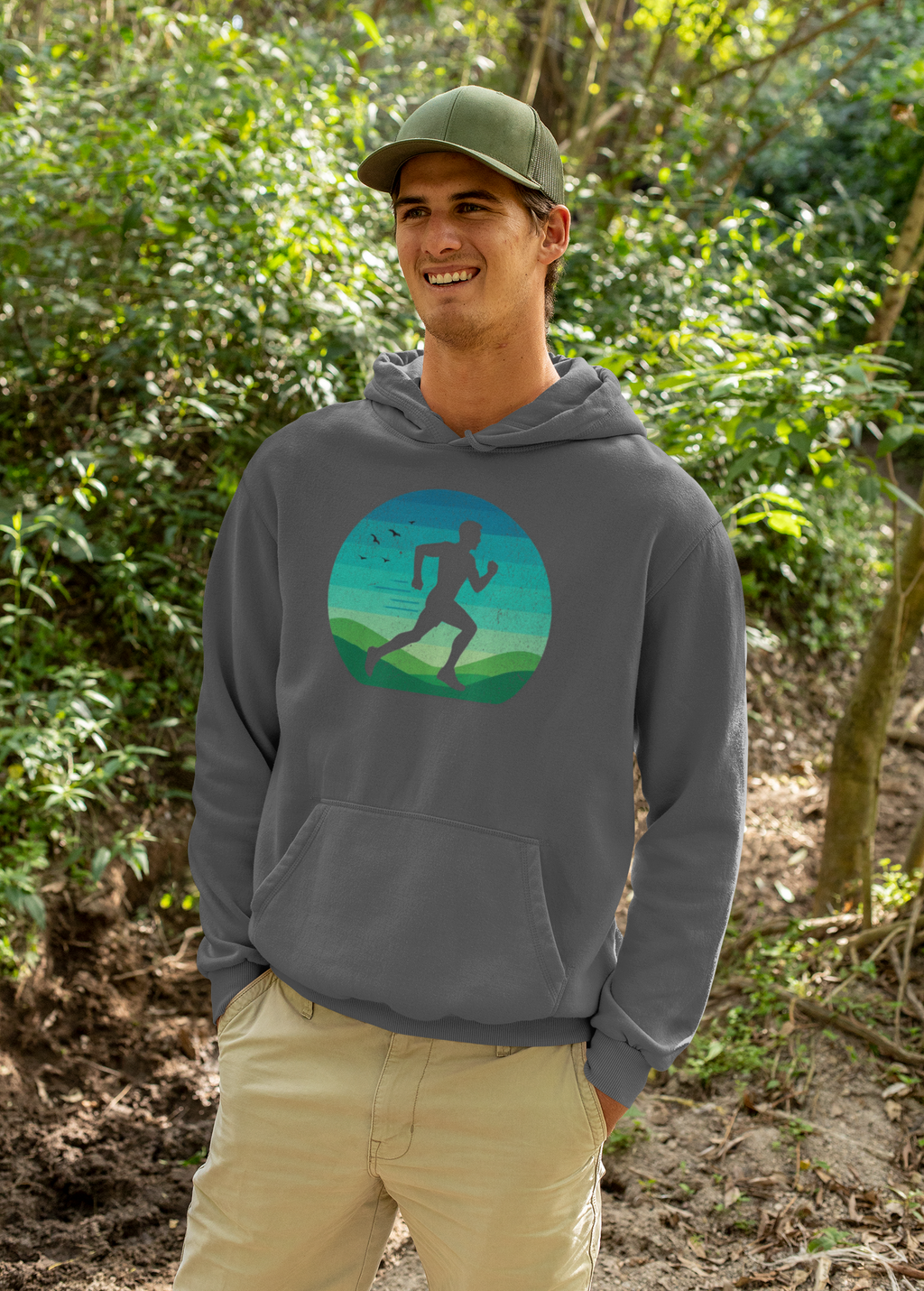 Man Running Silhouette - Unisex Fleece Hoodie