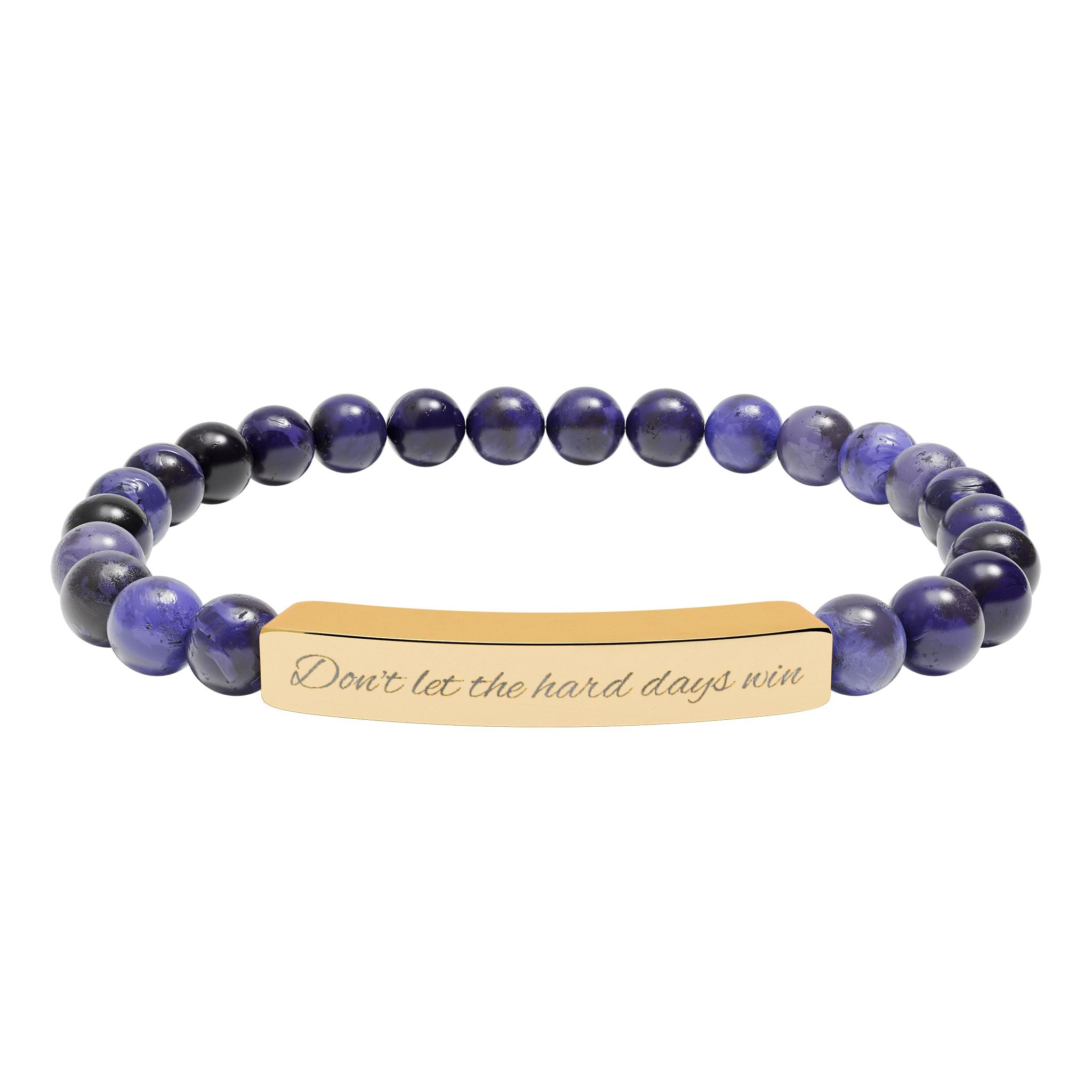 Don't Let the Hard Days Win - Engraved Natural Stone Bead Bracelet