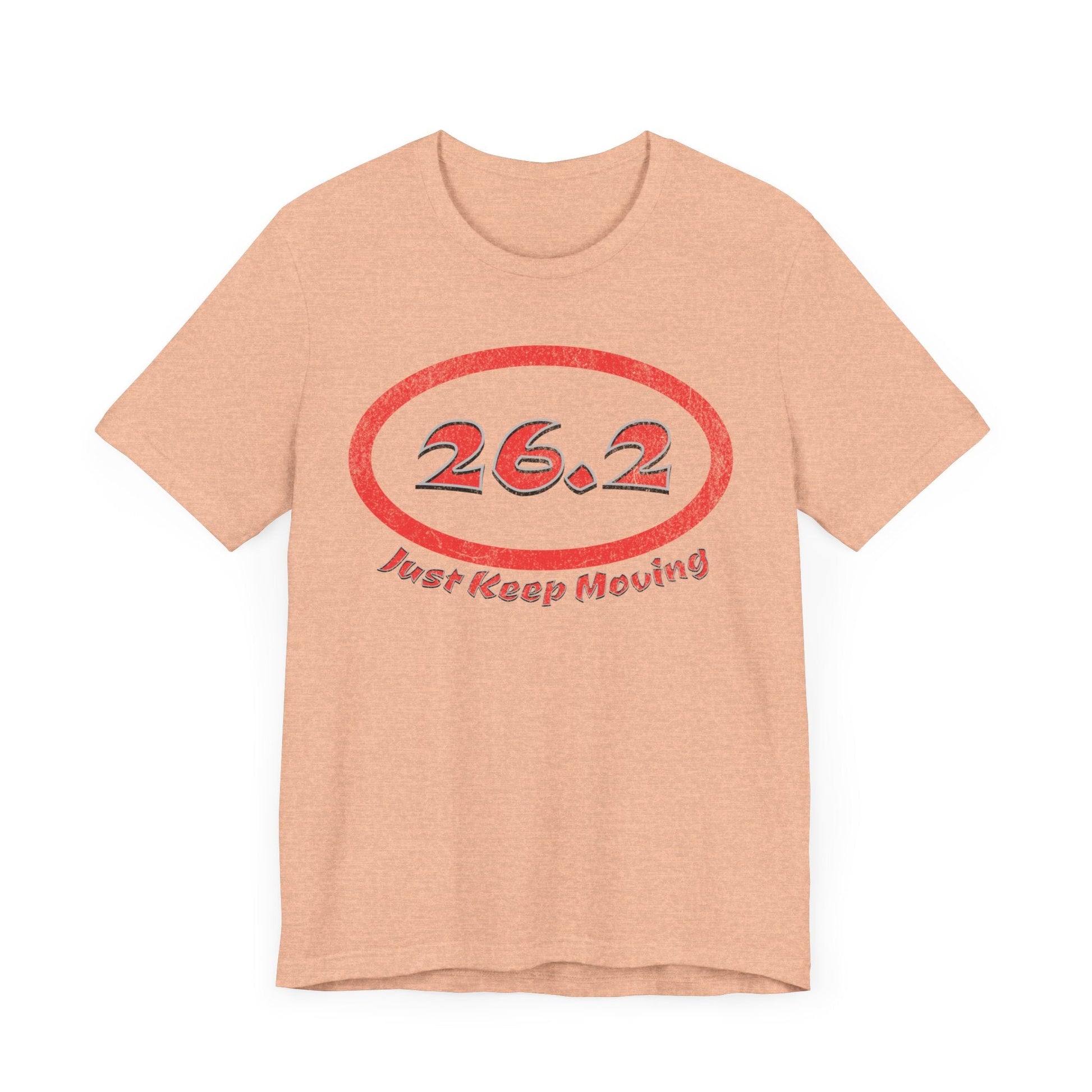 26.2 Marathon Distance Oval (Red w/Just Keep Moving) - Run T-Shirt - Forward Gear Athletics