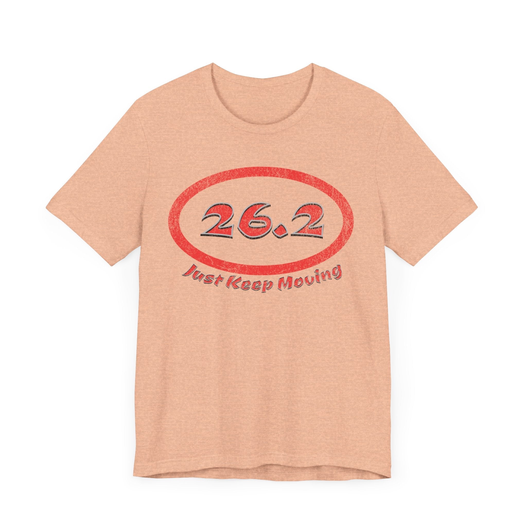 26.2 Marathon Distance Oval (Red w/Just Keep Moving) - Run T-Shirt - Forward Gear Athletics