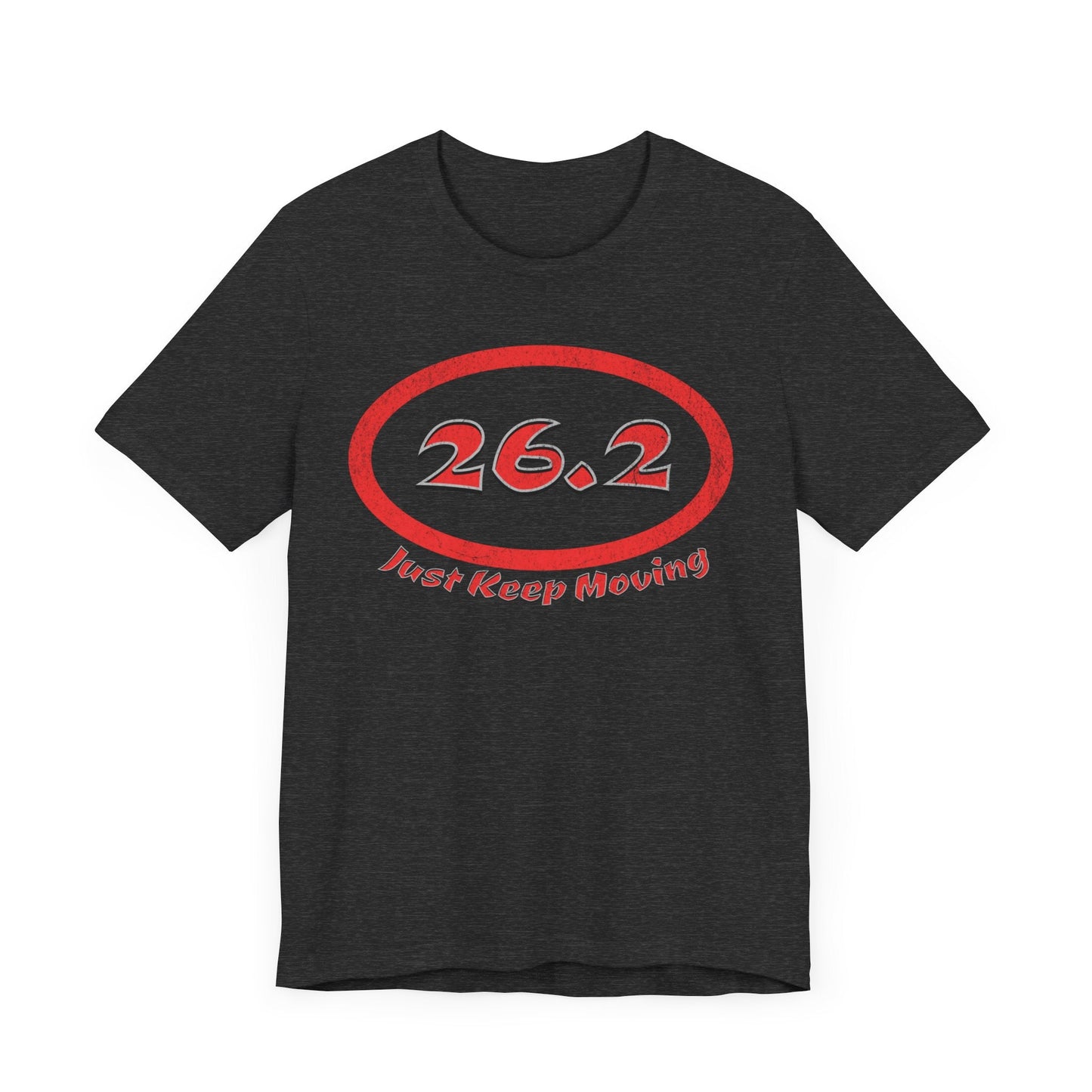 26.2 Marathon Distance Oval (Red w/Just Keep Moving) - Run T-Shirt - Forward Gear Athletics