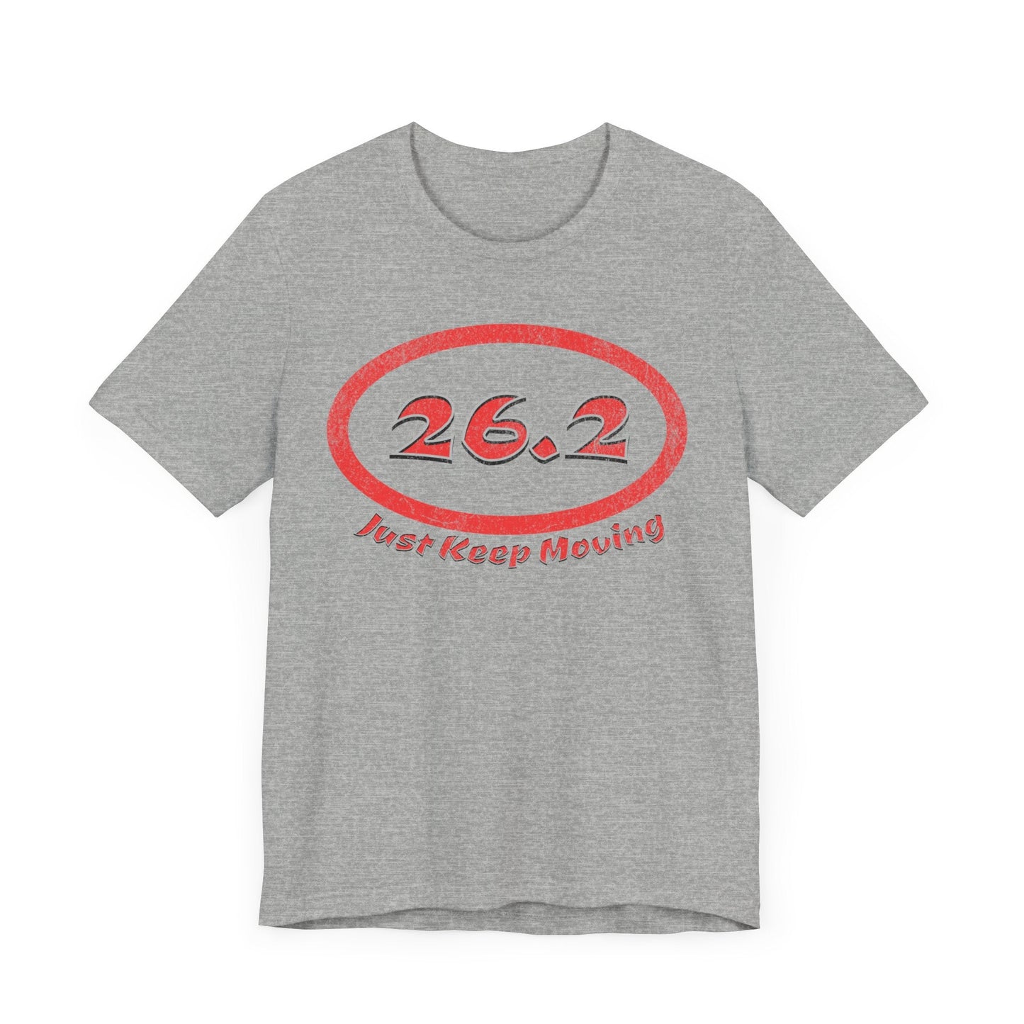 26.2 Marathon Distance Oval (Red w/Just Keep Moving) - Run T-Shirt - Forward Gear Athletics