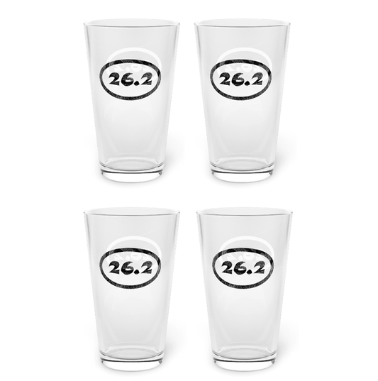 26.2 Marathon Distance - Pint Glass, 16oz (Set of 4) - Forward Gear Athletics