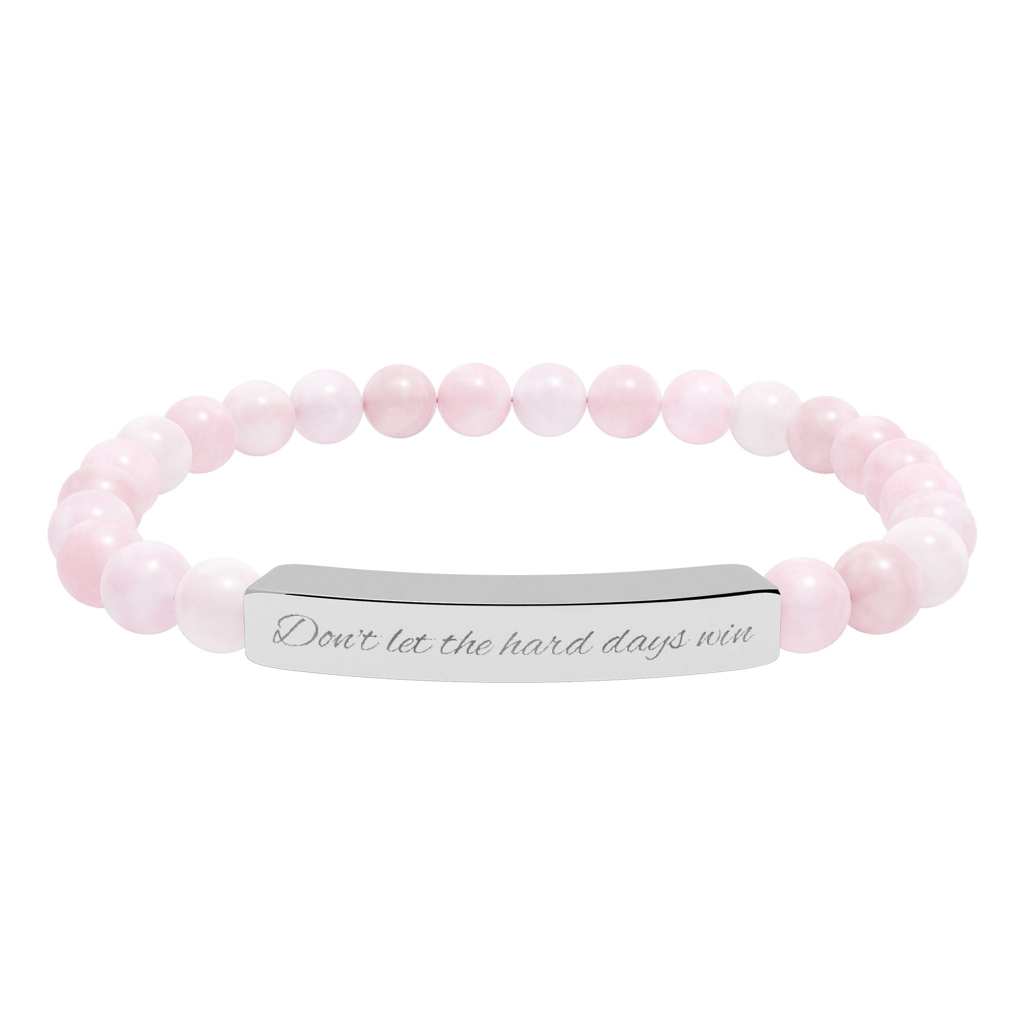 Don't Let the Hard Days Win - Engraved Natural Stone Bead Bracelet