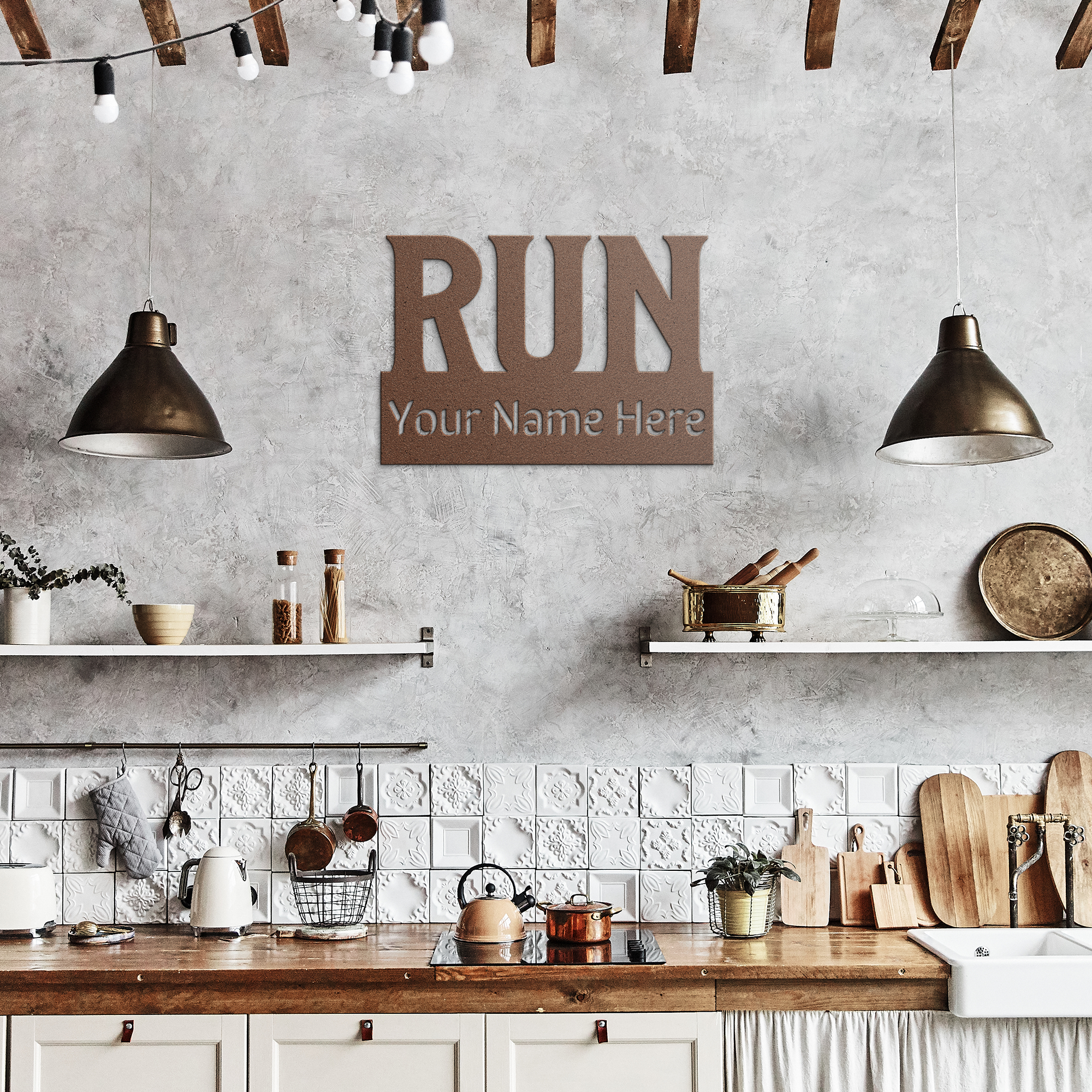 Custom Name - RUN - Die-Cut Metal Sign