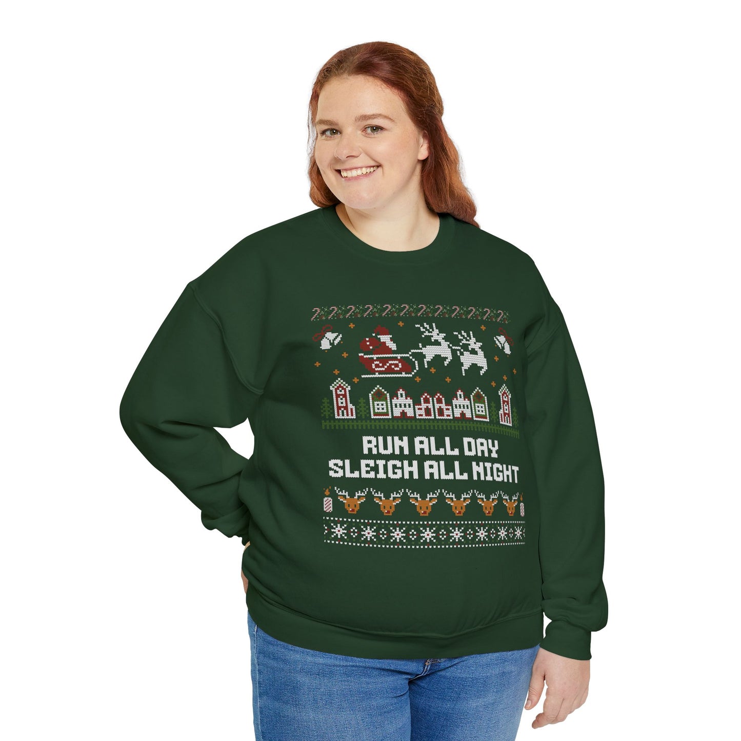 Run All Day Sleigh All Night - Unisex Crewneck Sweatshirt