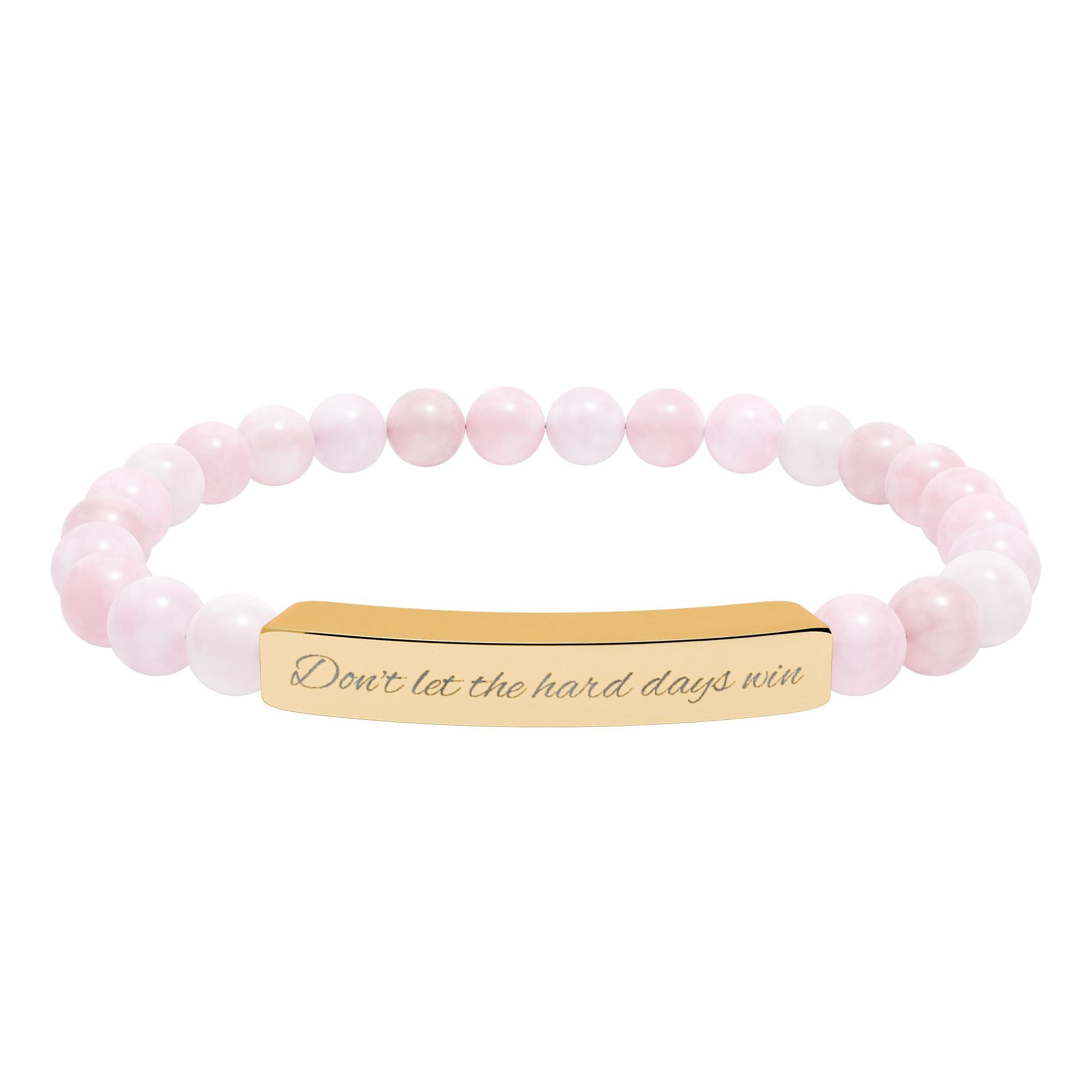 Don't Let the Hard Days Win - Engraved Natural Stone Bead Bracelet