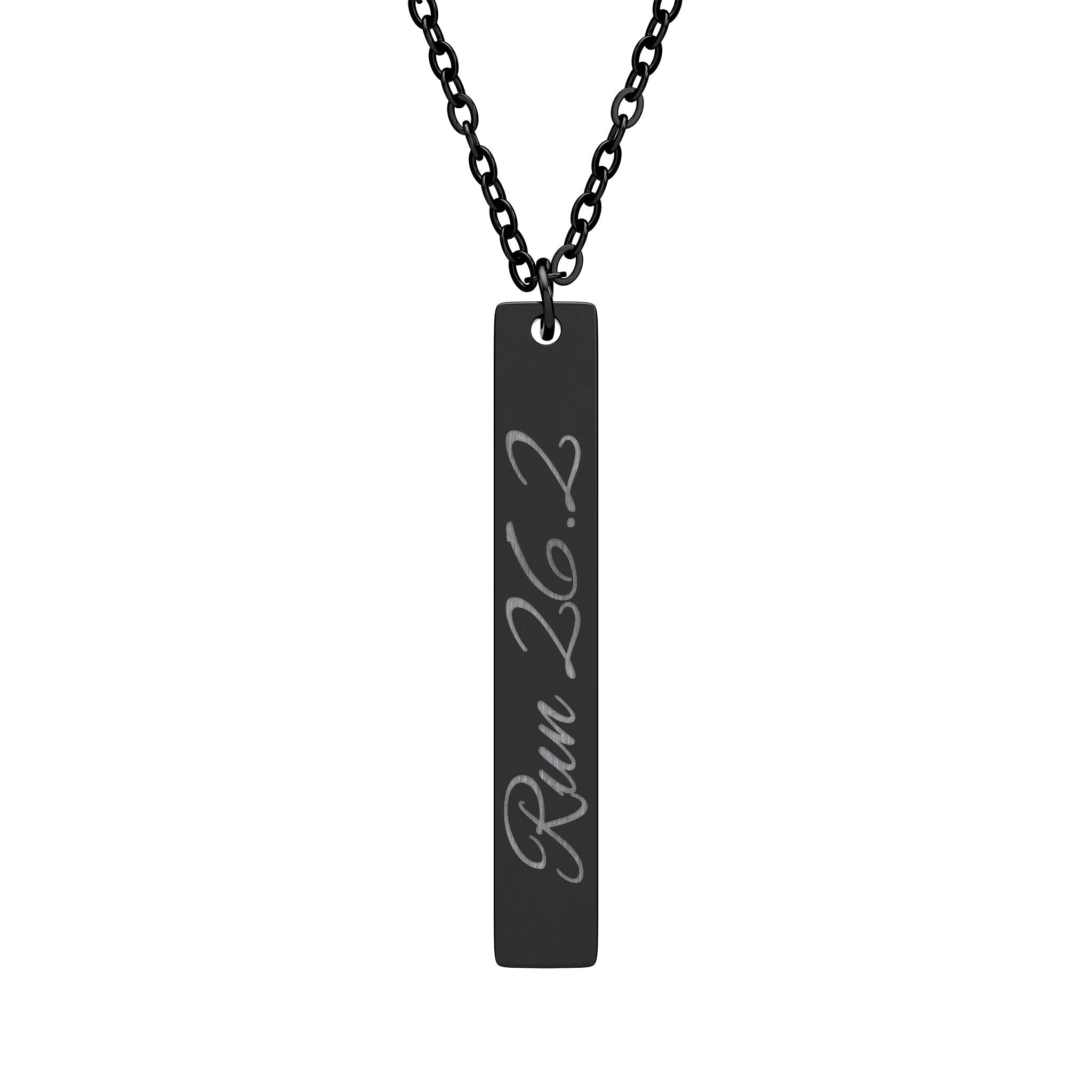Engraved Vertical Bar Necklace - Inspirational Running Jewelry - Run 26.2