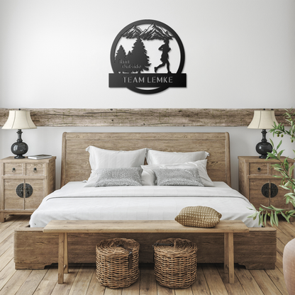 Customized Run Outside - Female Runner - Die-Cut Metal Signs