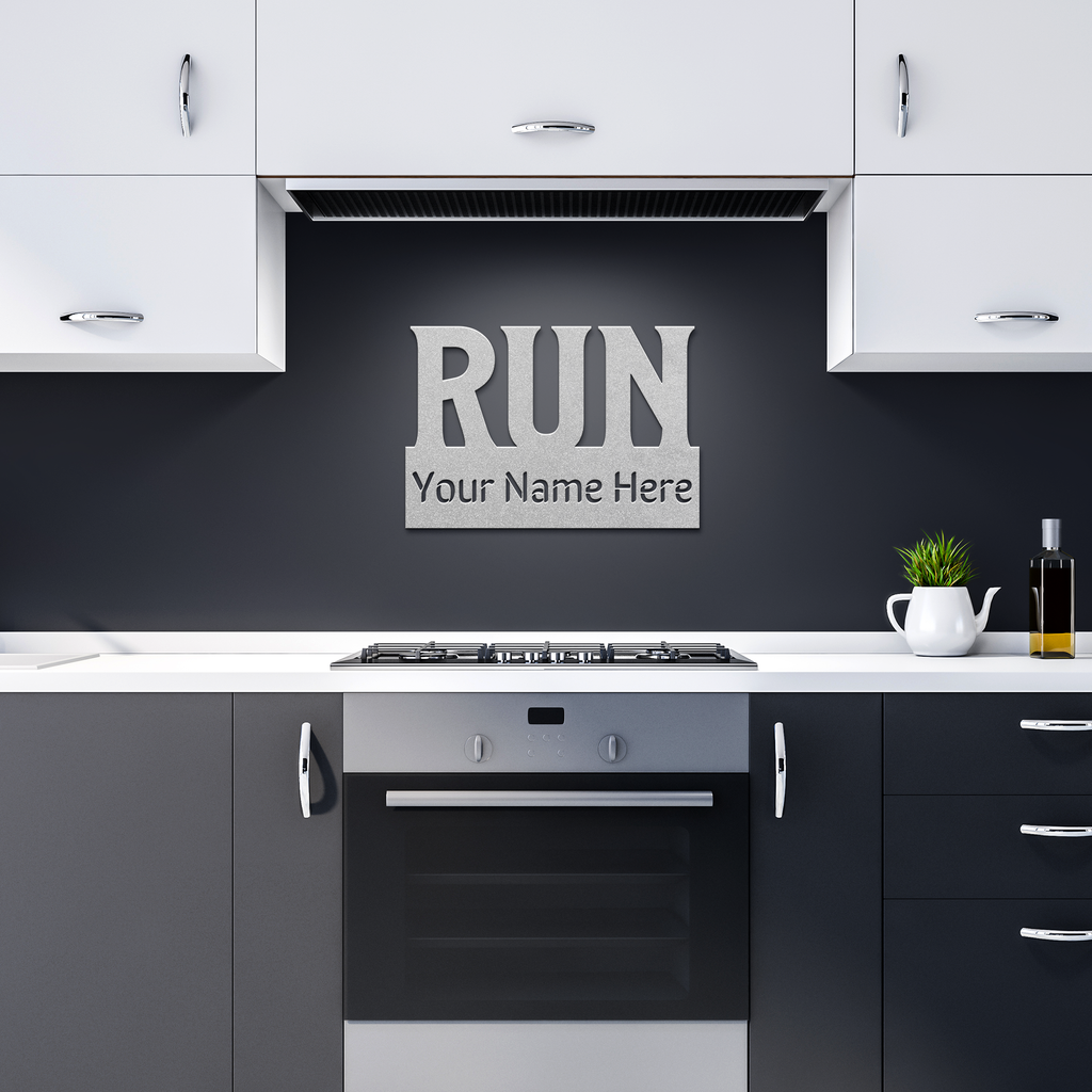 Custom Name - RUN - Die-Cut Metal Sign