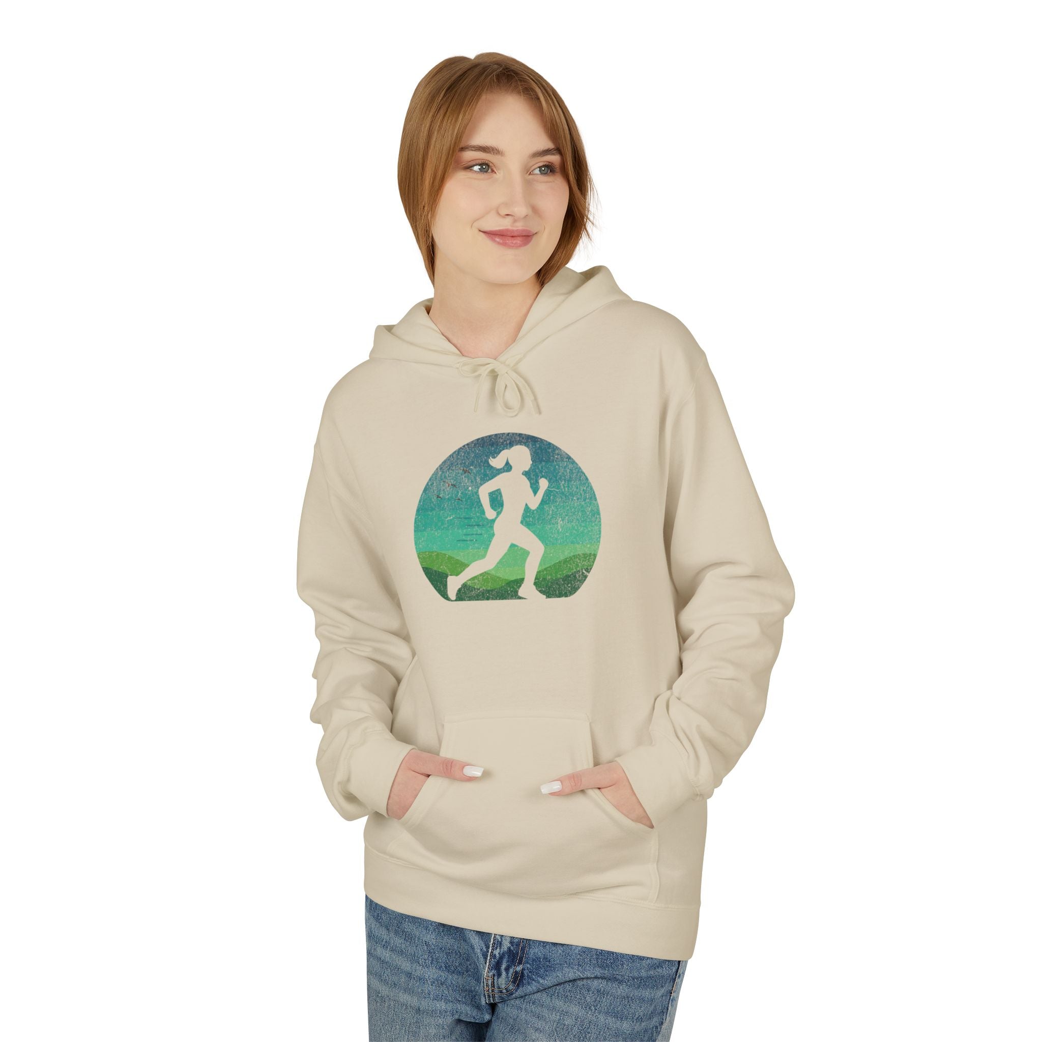 Woman Running Silhouette - Unisex Fleece Hoodie