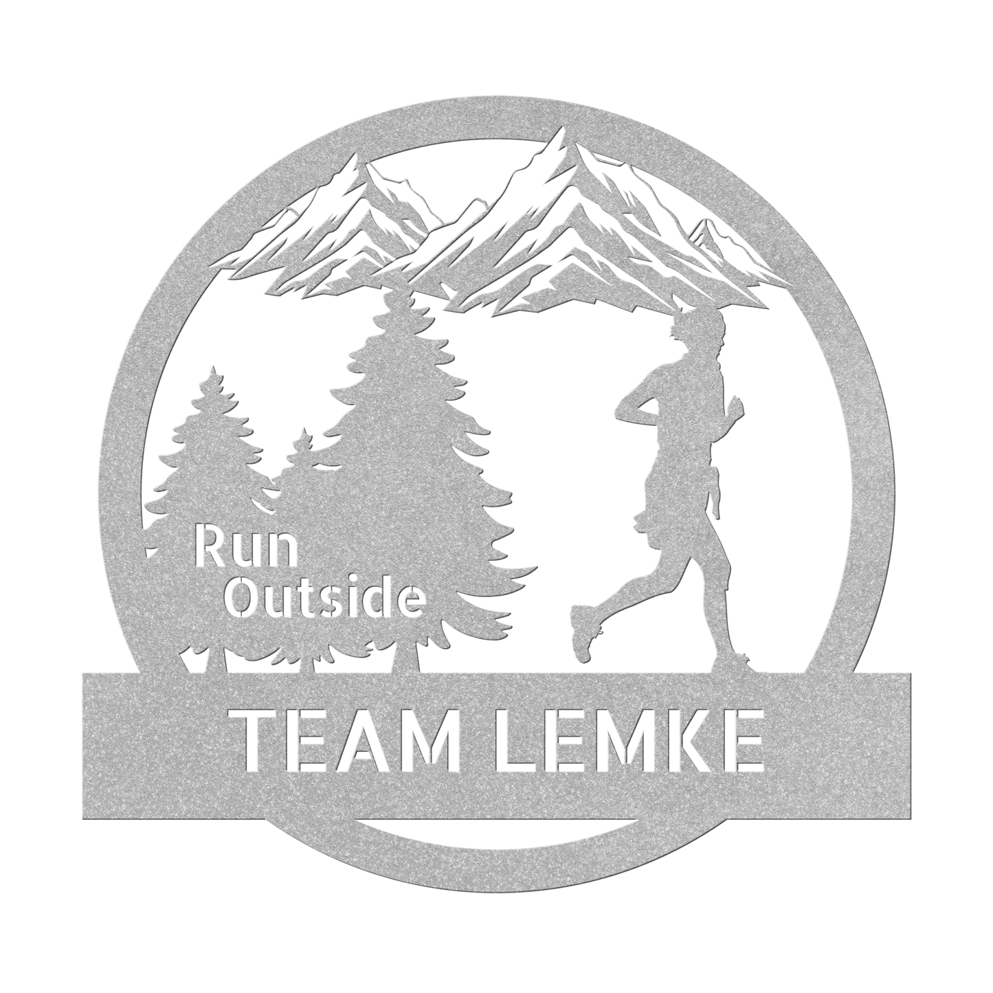 Customized Run Outside - Female Runner - Die-Cut Metal Signs