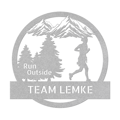 Customized Run Outside - Female Runner - Die-Cut Metal Signs