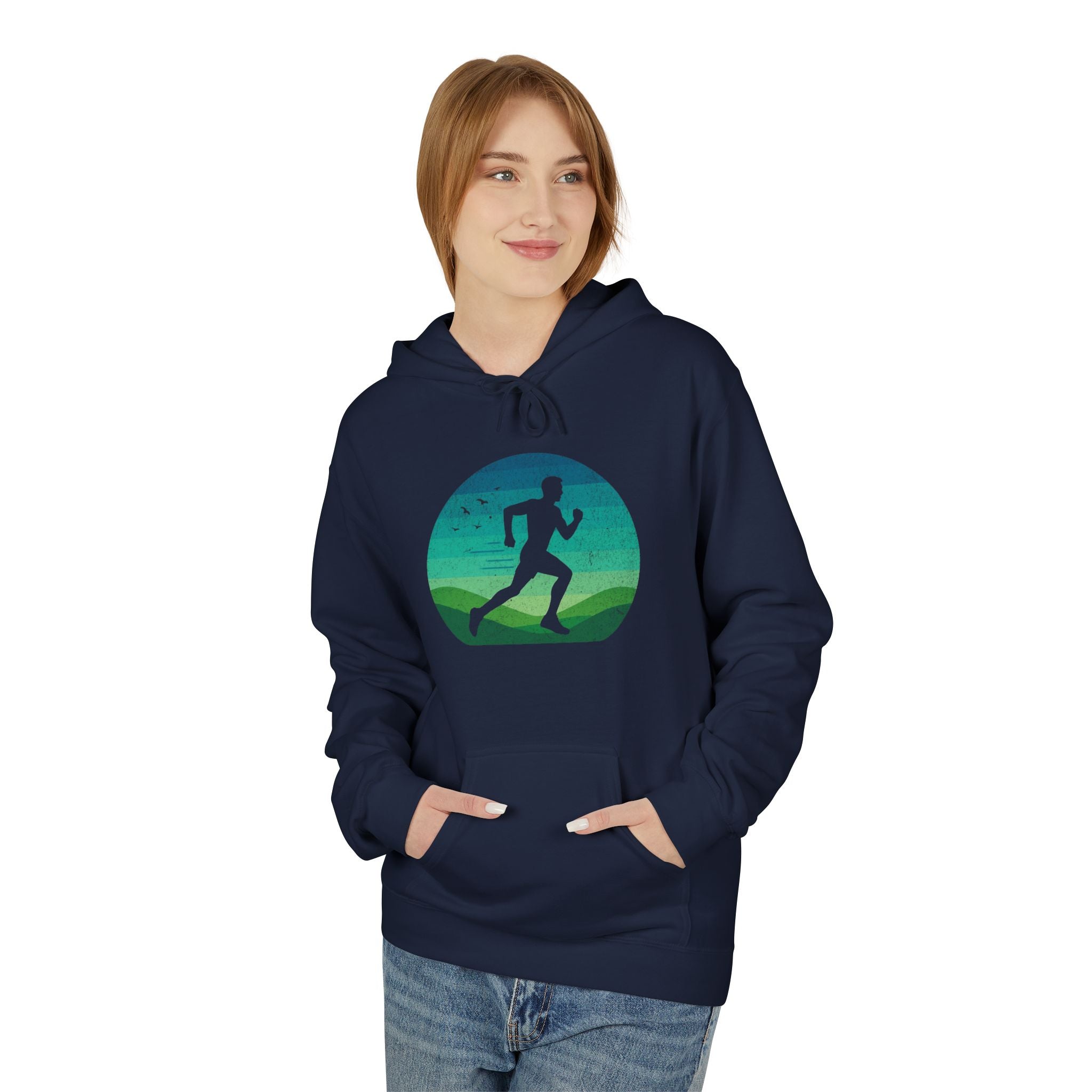 Man Running Silhouette - Unisex Fleece Hoodie