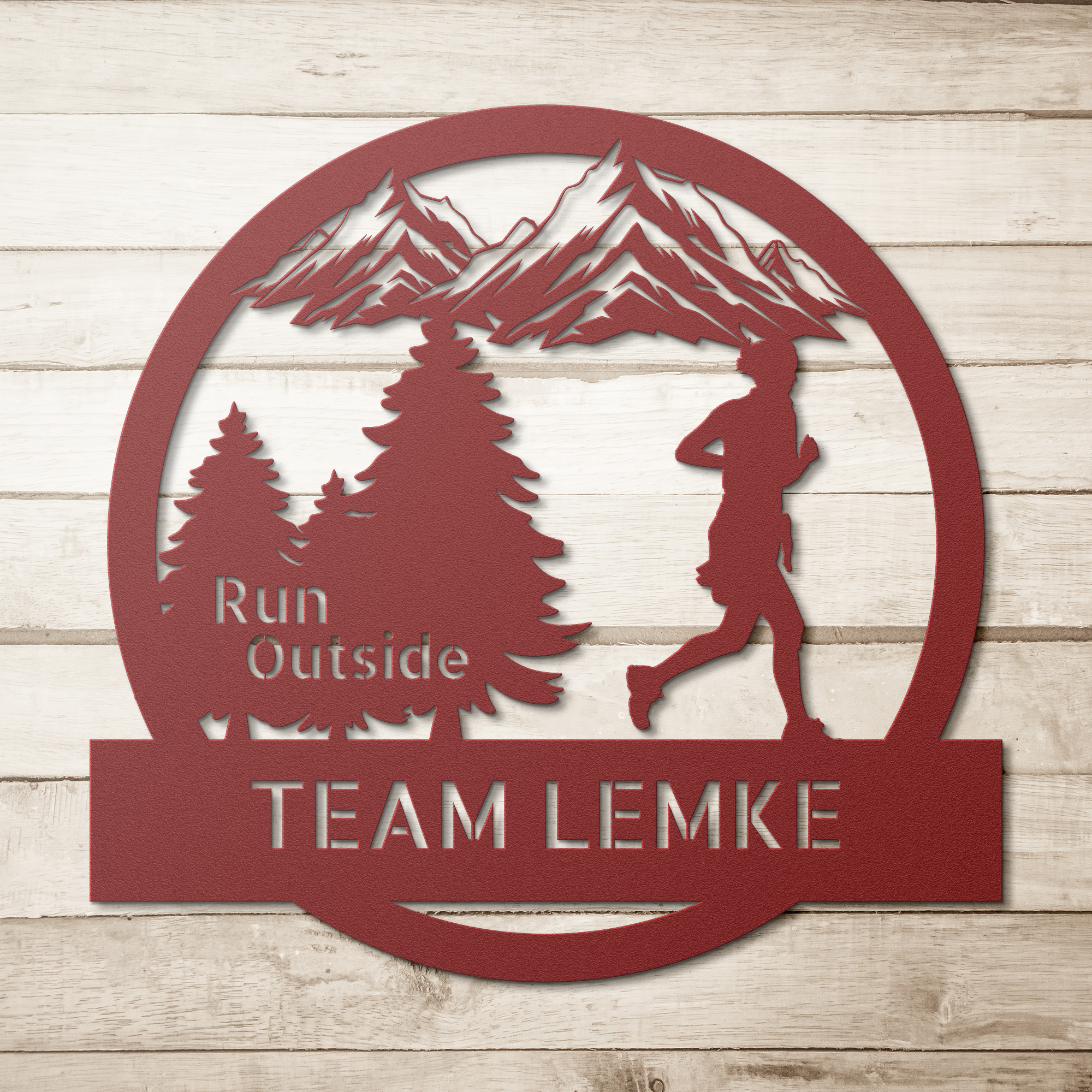 Customized Run Outside - Female Runner - Die-Cut Metal Signs