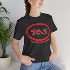 70.3 Triathlon Distance Oval (Red w/Just Keep Moving) - Swim, Bike, Run T-Shirt - Forward Gear Athletics