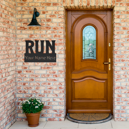 Custom Name - RUN - Die-Cut Metal Sign