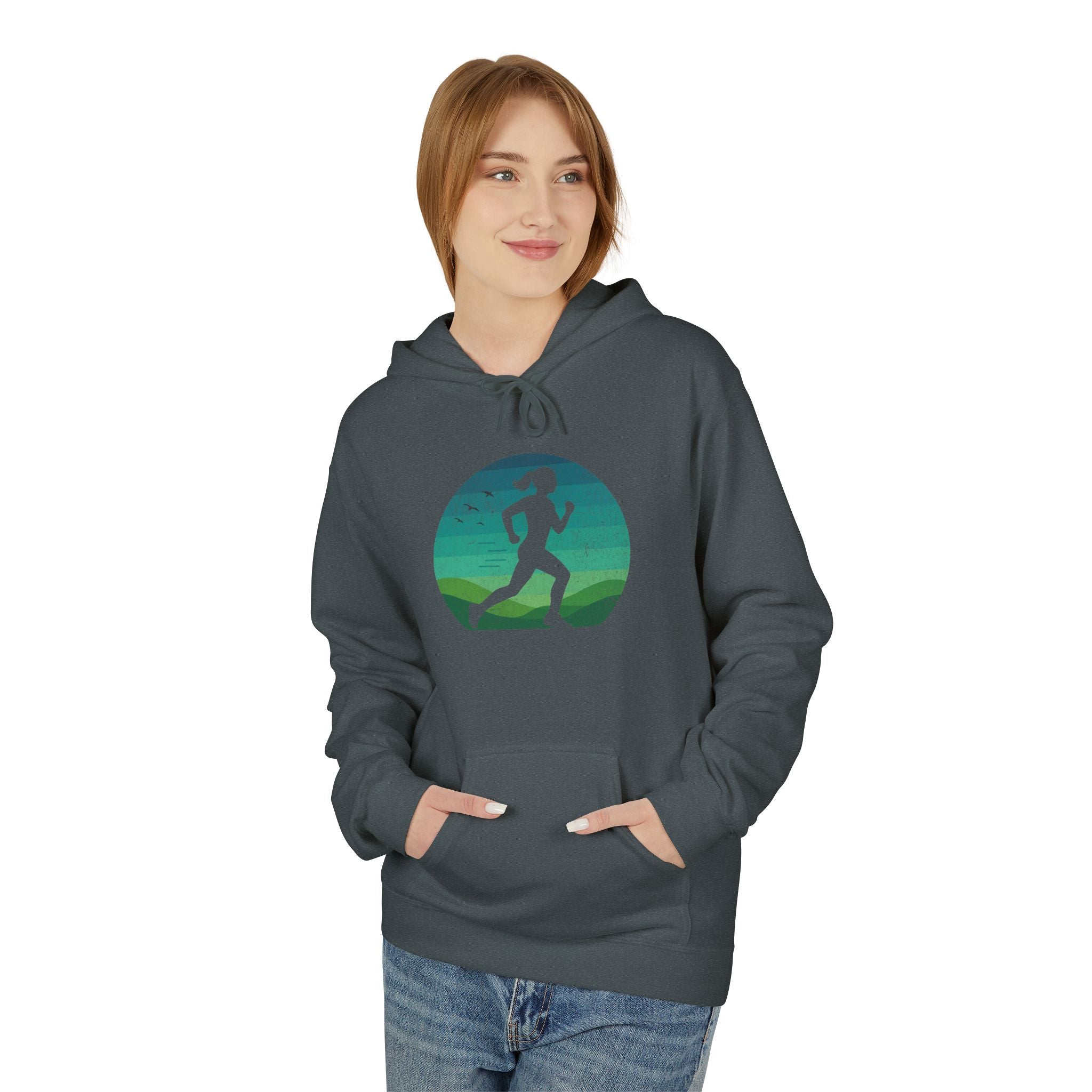 Woman Running Silhouette - Unisex Fleece Hoodie