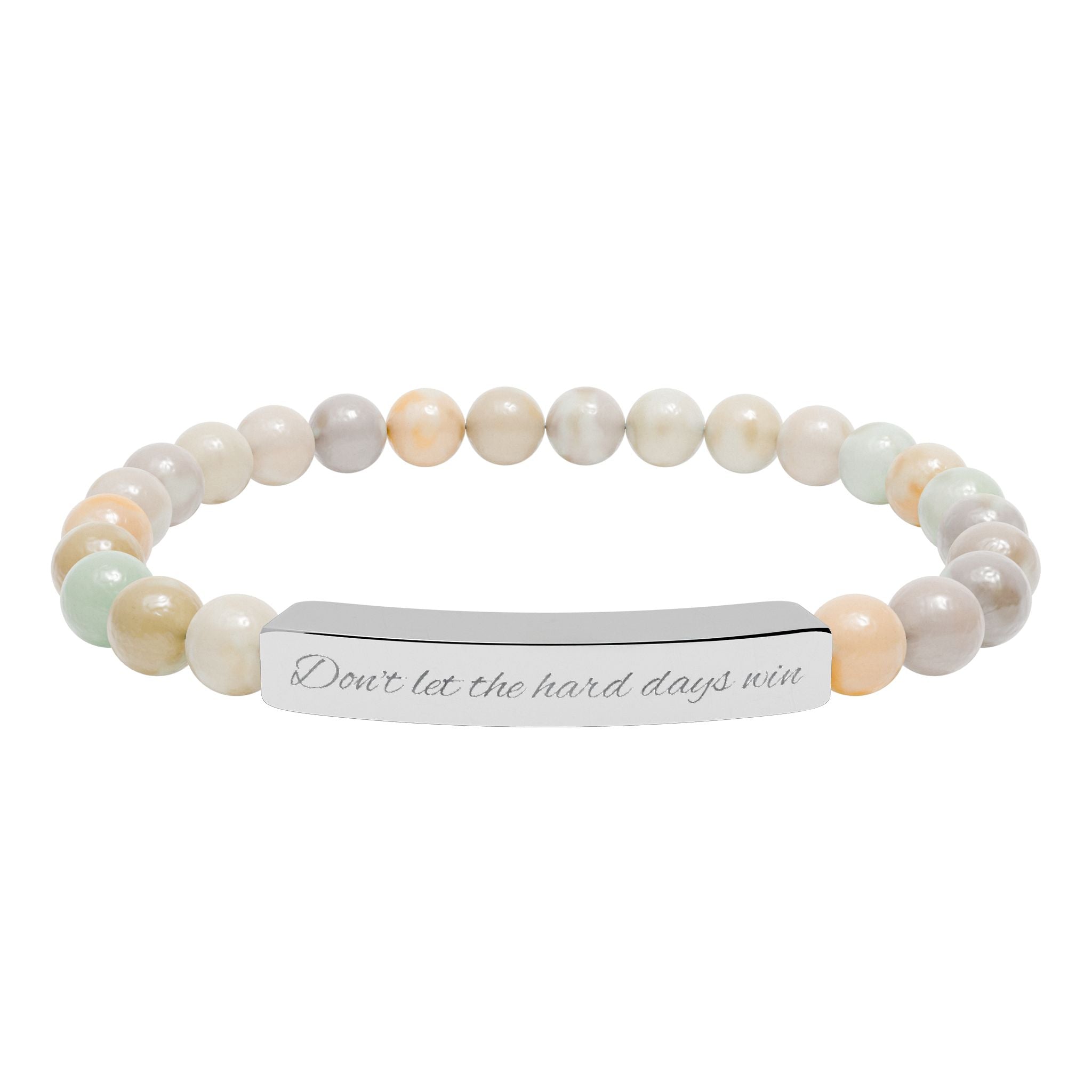 Don't Let the Hard Days Win - Engraved Natural Stone Bead Bracelet