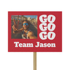Custom Race Sign (Red) - Personalized 'Go Go Go' Team with Photo