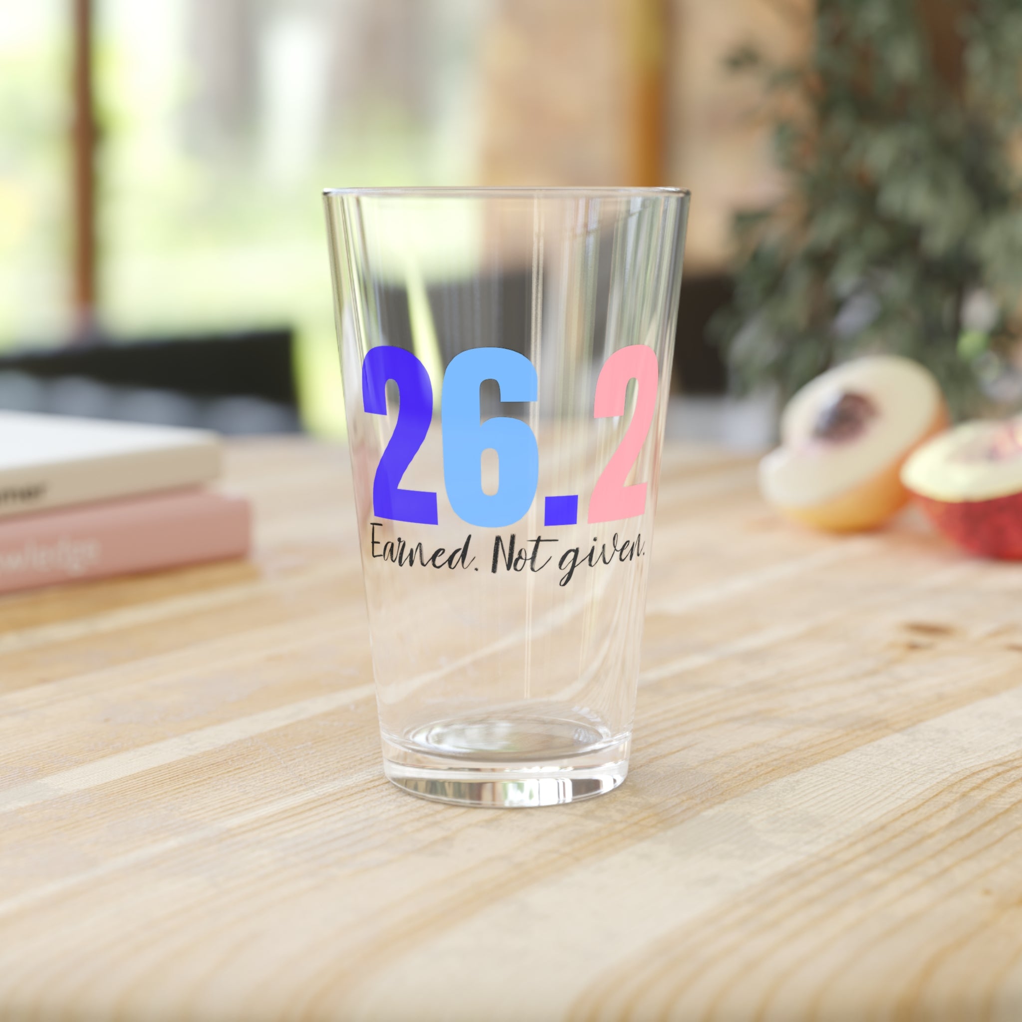 16oz Pint Glass - "26.2 Earned Not Given" - Thumbnail 3