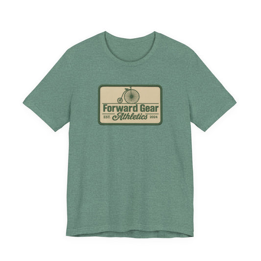 Vintage Bicycle Athletic Tee - Patchwork Design - Forward Gear Athletics