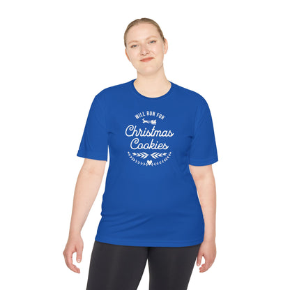 Will Run for Christmas Cookies - Unisex Moisture Wicking Tee