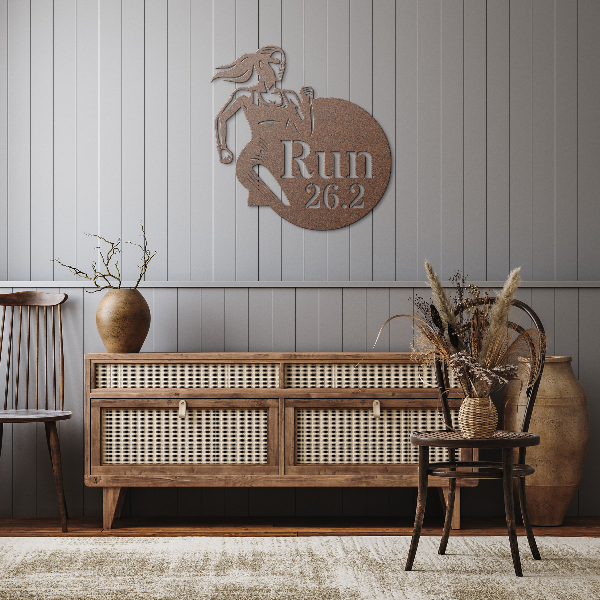 Run_262_Female_Runner_Metal_Wall_Art_Copper_Rustic_Hallway_Mockup.png