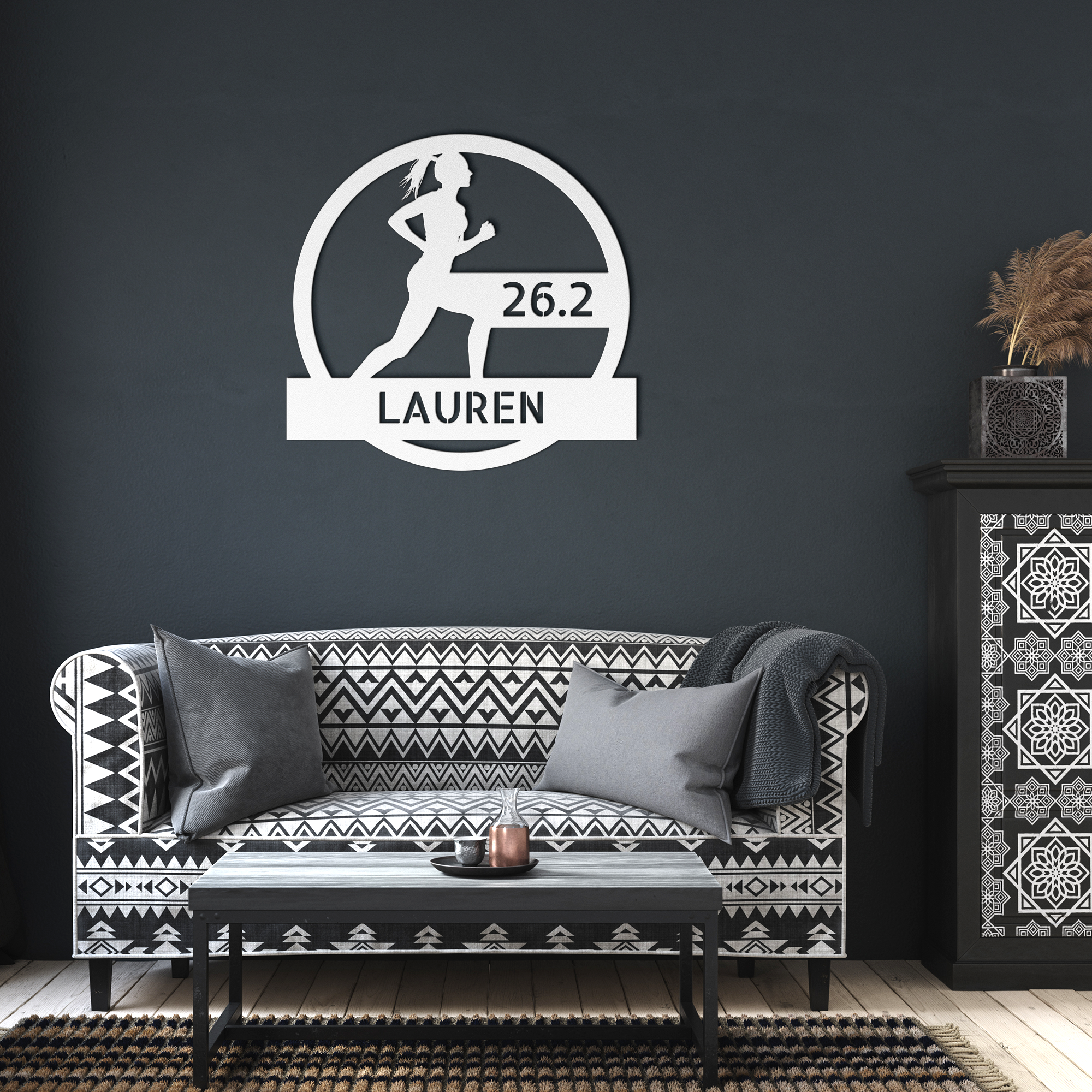 Customizable Female Runner - Metal Die-Cut Wall Art