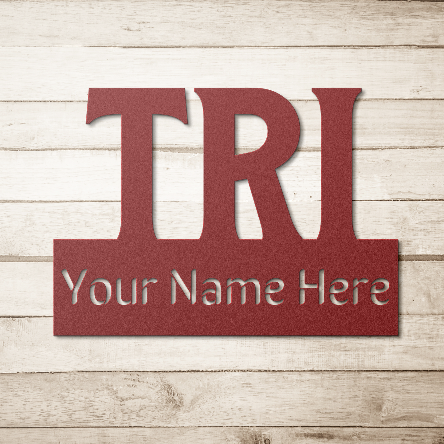Custom Name - TRI - Die-Cut Metal Sign