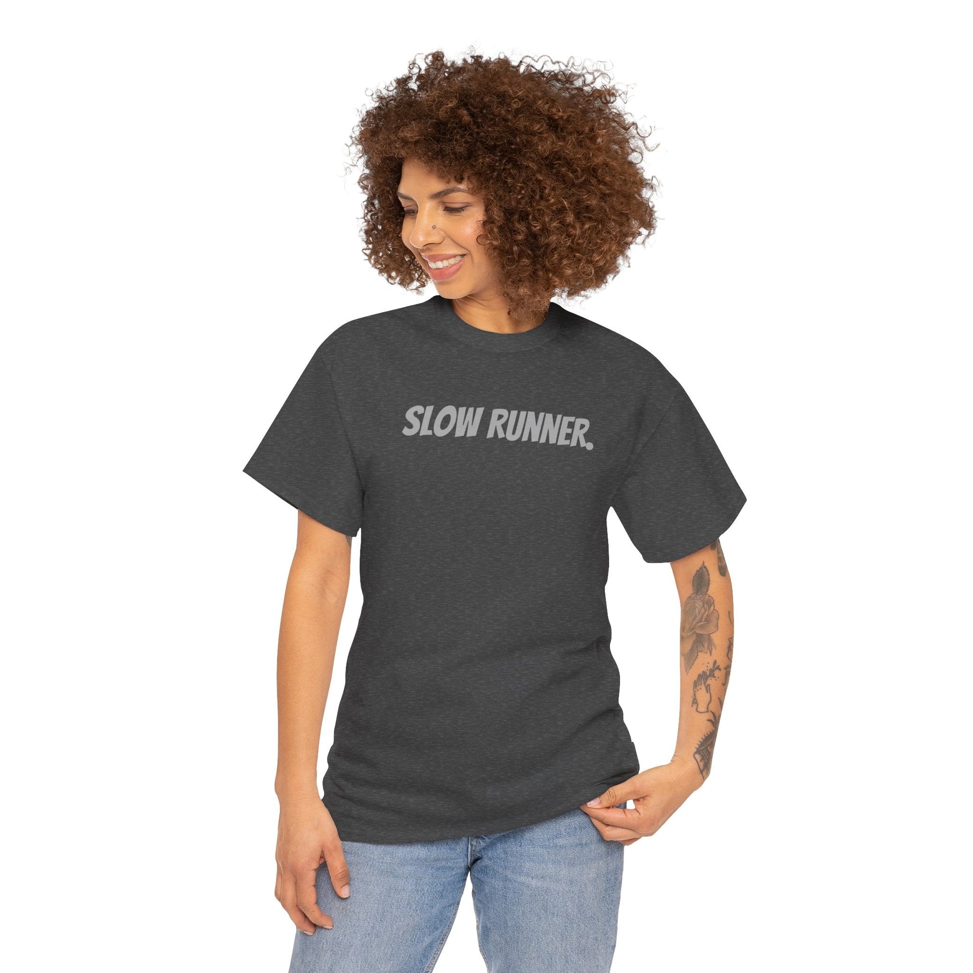 Caution - Slow Runner - Unisex Heavy Cotton Tee - Forward Gear Athletics