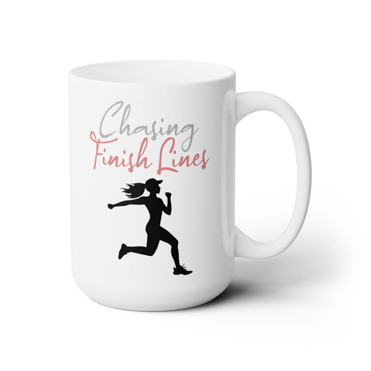 Chasing Finish Lines - Female Runner - Ceramic Mug 15oz - Forward Gear Athletics