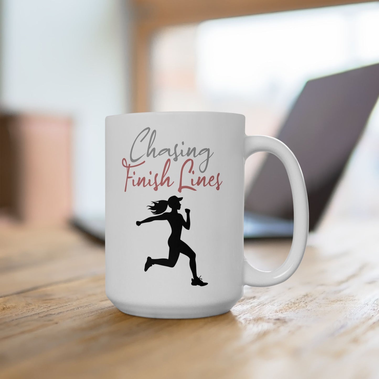 Chasing Finish Lines - Female Runner - Ceramic Mug 15oz - Forward Gear Athletics