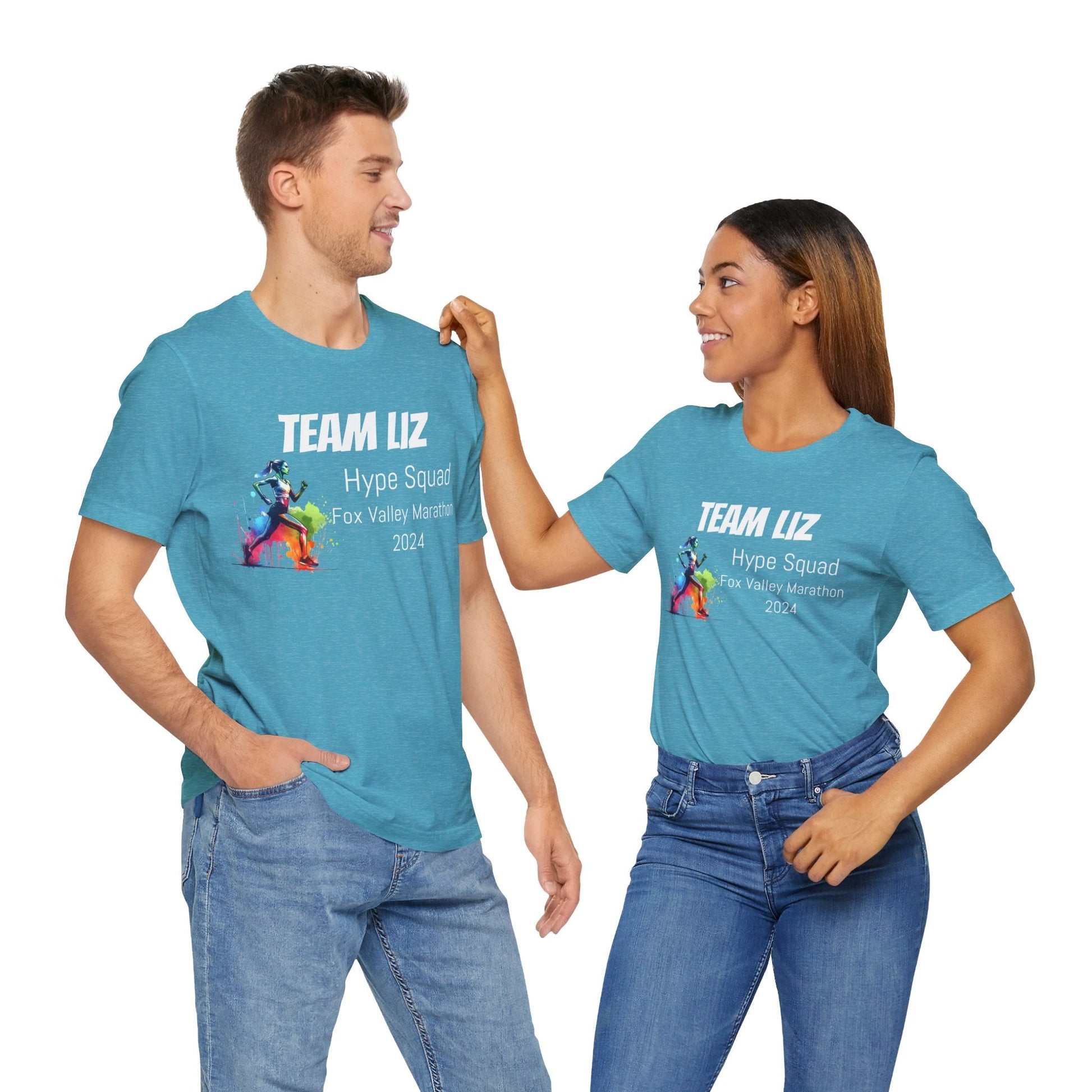 Customized Race Support Crew T-Shirt - 3 Personalization Fields: Name, Race, and Year - Hype Squad Watercolor Girl - Unisex - Forward Gear Athletics