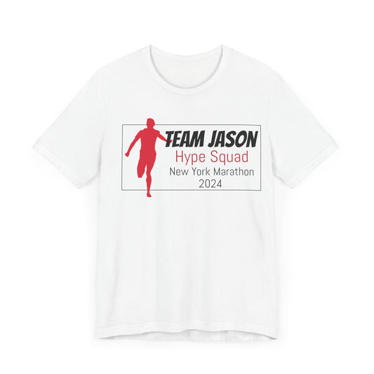 Customized Race Support Crew T-Shirt - 3 Personalization Fields: Name, Race, and Year - Runner Guy Hype Squad - Unisex - Forward Gear Athletics