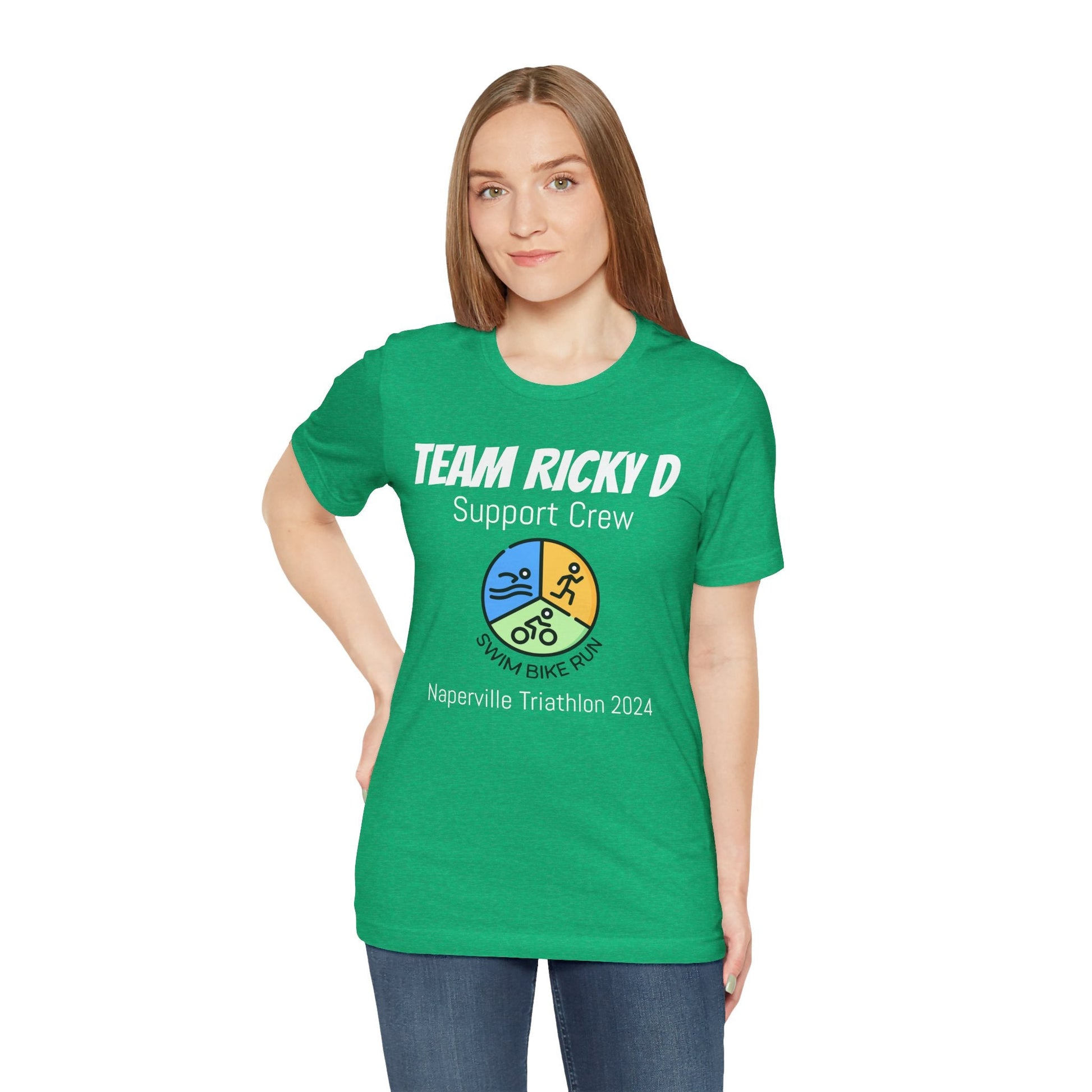 Customized Triathlon Support Crew T-Shirt - 3 Personalization Fields: Name, Race, and Year - Color Wheel - Unisex - Forward Gear Athletics
